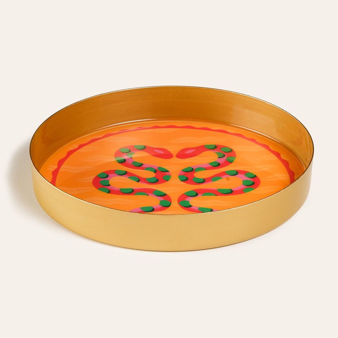 Agra Metal Dekoratif Tepsi 15x15x2 Cm Sarı