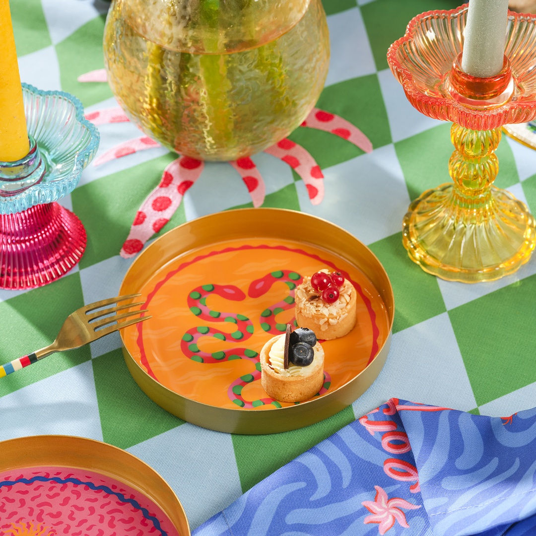 Agra Metal Dekoratif Tepsi 15x15x2 Cm Sarı