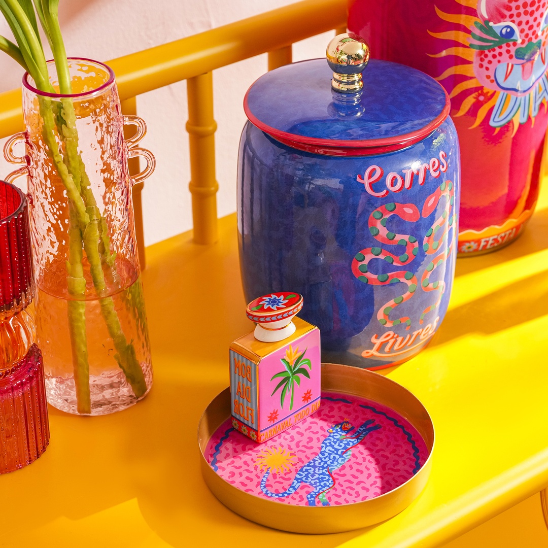 Agra Metal Dekoratif Tepsi 15x15x2 Cm Pembe