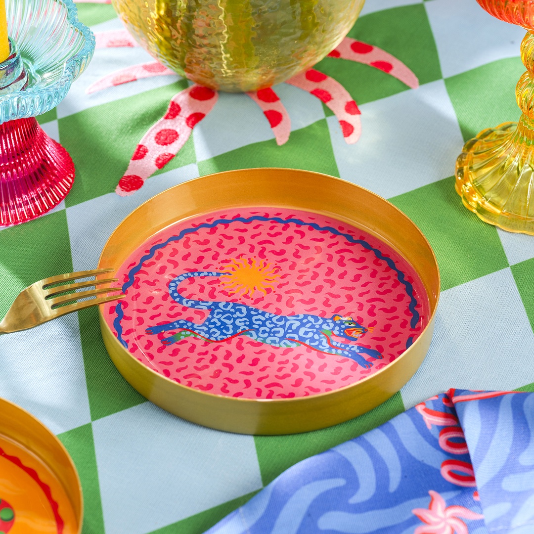 Agra Metal Dekoratif Tepsi 15x15x2 Cm Pembe