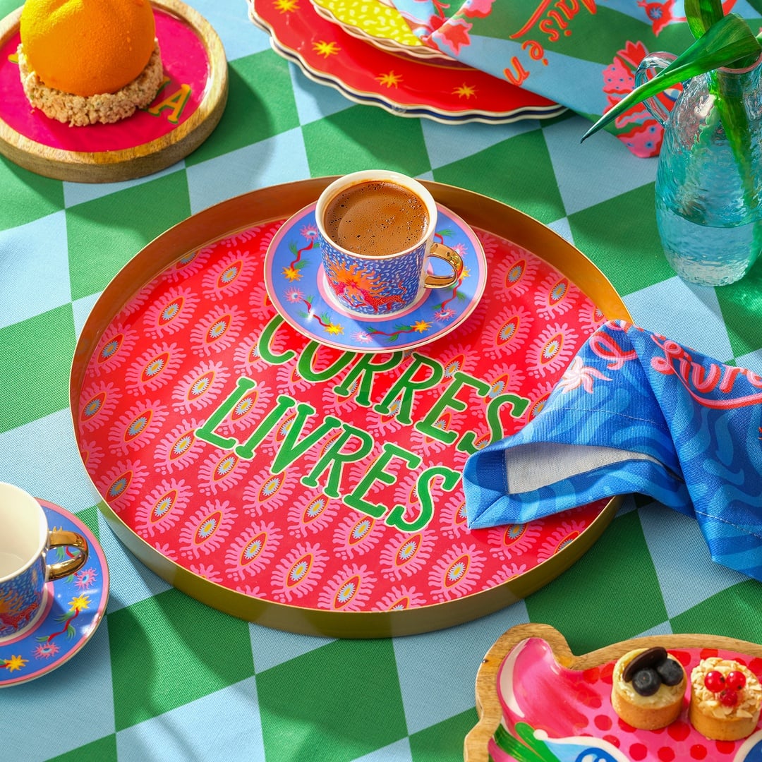 Agra Metal Dekoratif Tepsi 30x30x3 Cm Kırmızı