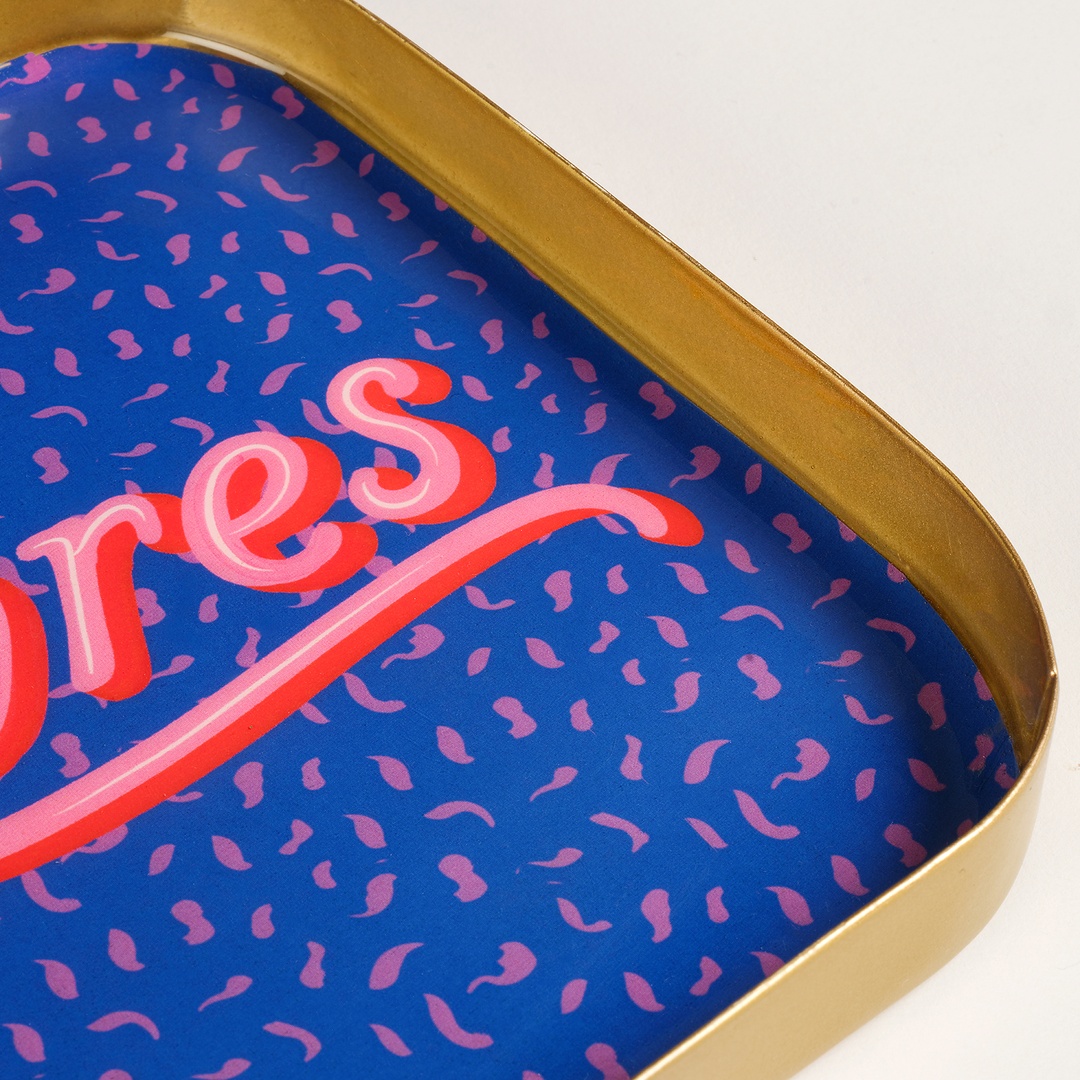 Agra Metal Dekoratif Tepsi 25,5x16x2 Cm Mavi