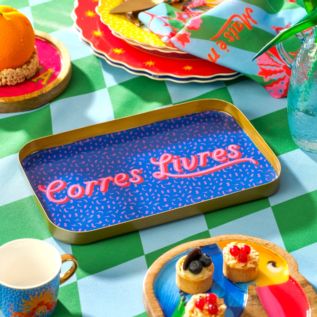 Agra Metal Dekoratif Tepsi 25,5x16x2 Cm Mavi