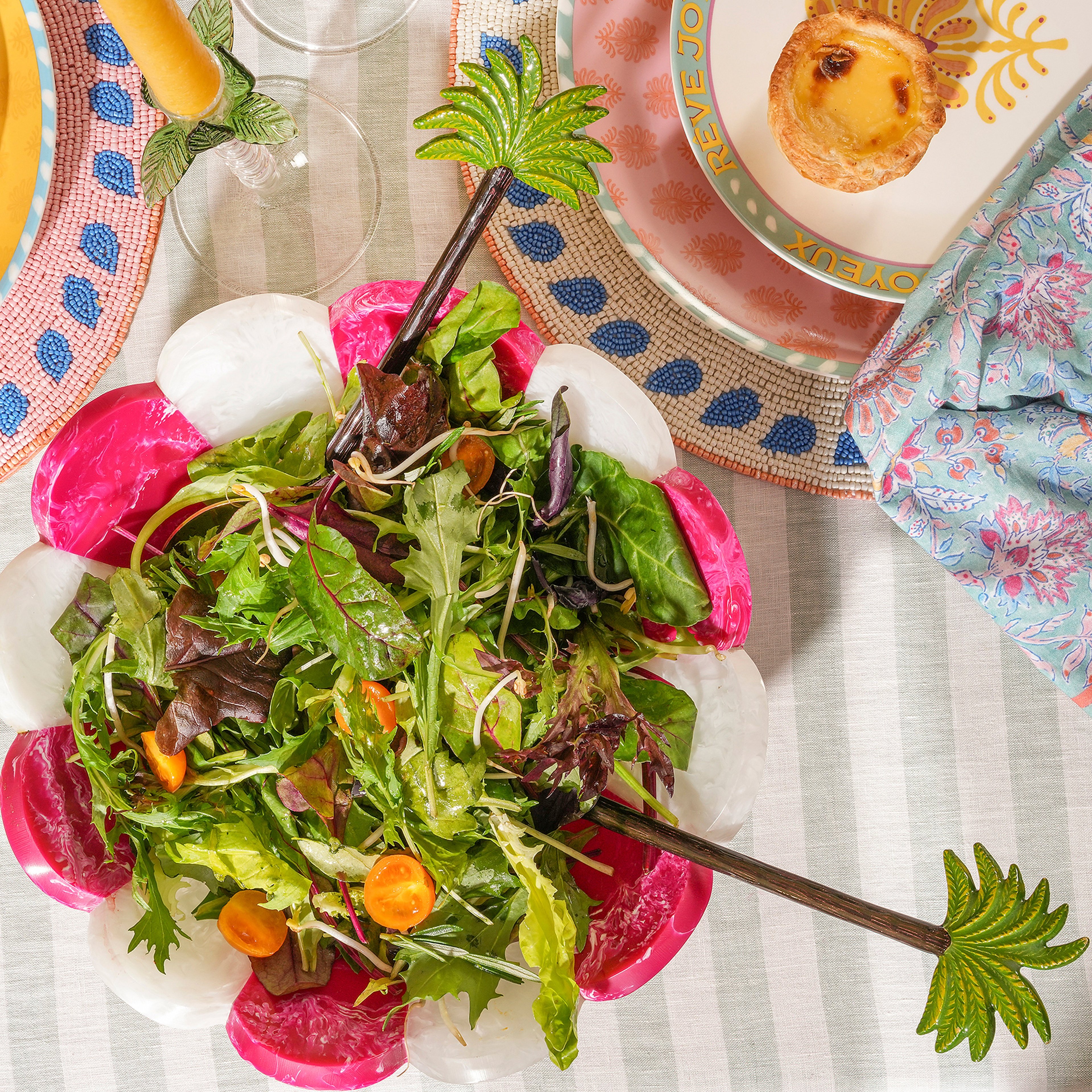 Tanda Paslanmaz Çelik-pirinç Salata Servis Seti 7.75x28.5 Cm Siyah-yeşil