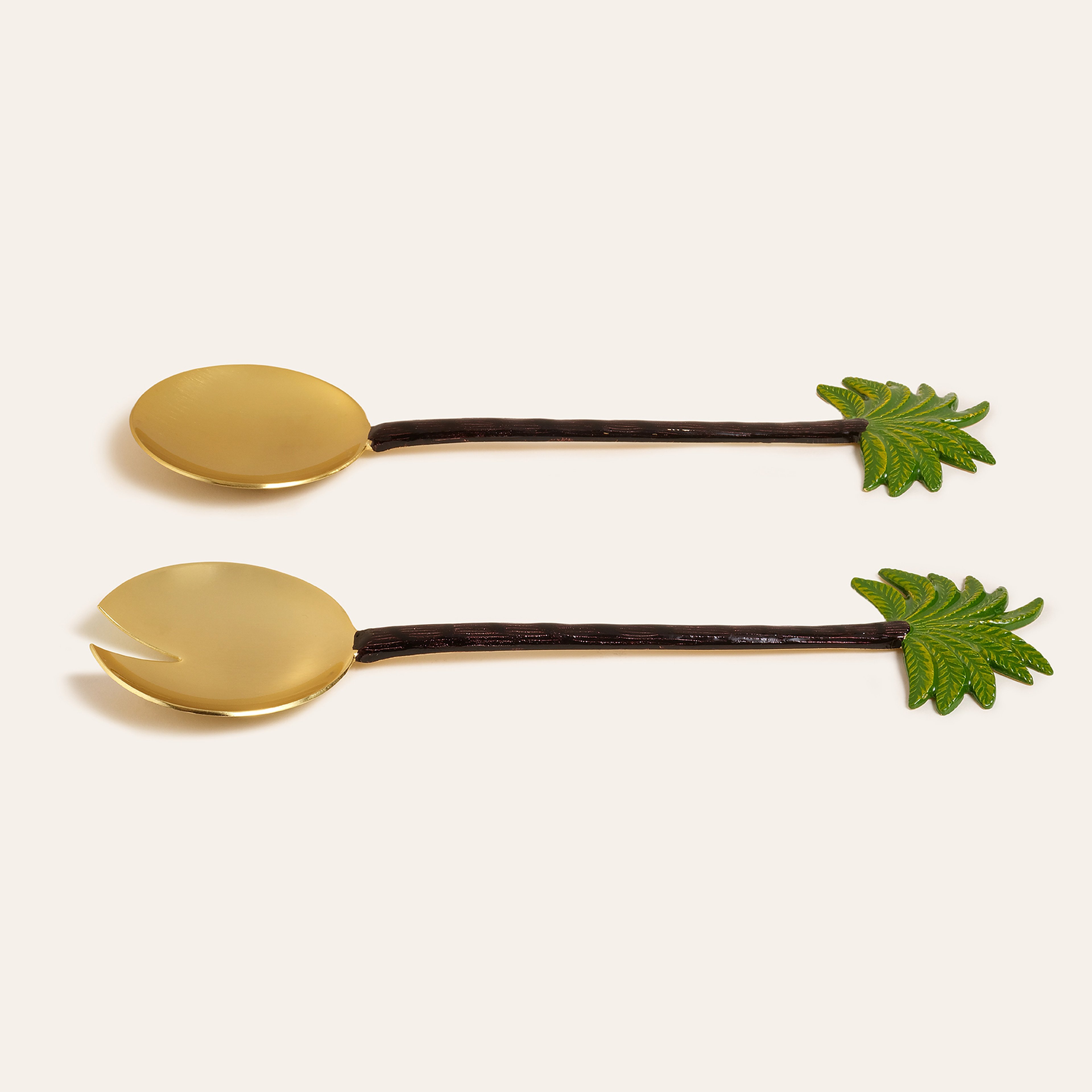 Tanda Paslanmaz Çelik-pirinç Salata Servis Seti 7.75x28.5 Cm Siyah-yeşil