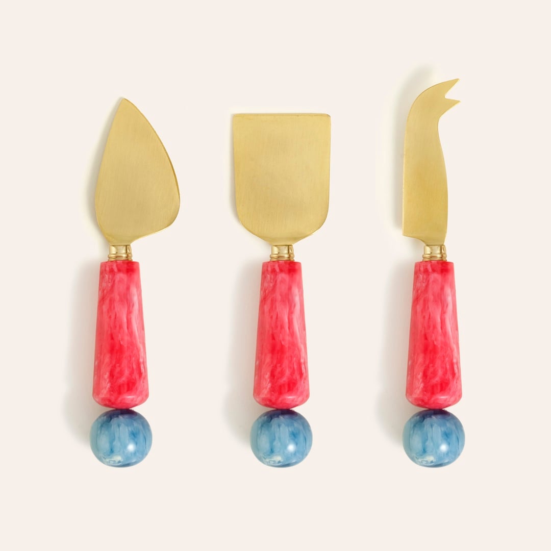 Tanda Mavi - Fuşya Paslanmaz Çelik-plastik Servis Seti 4.75x21.5 Cm