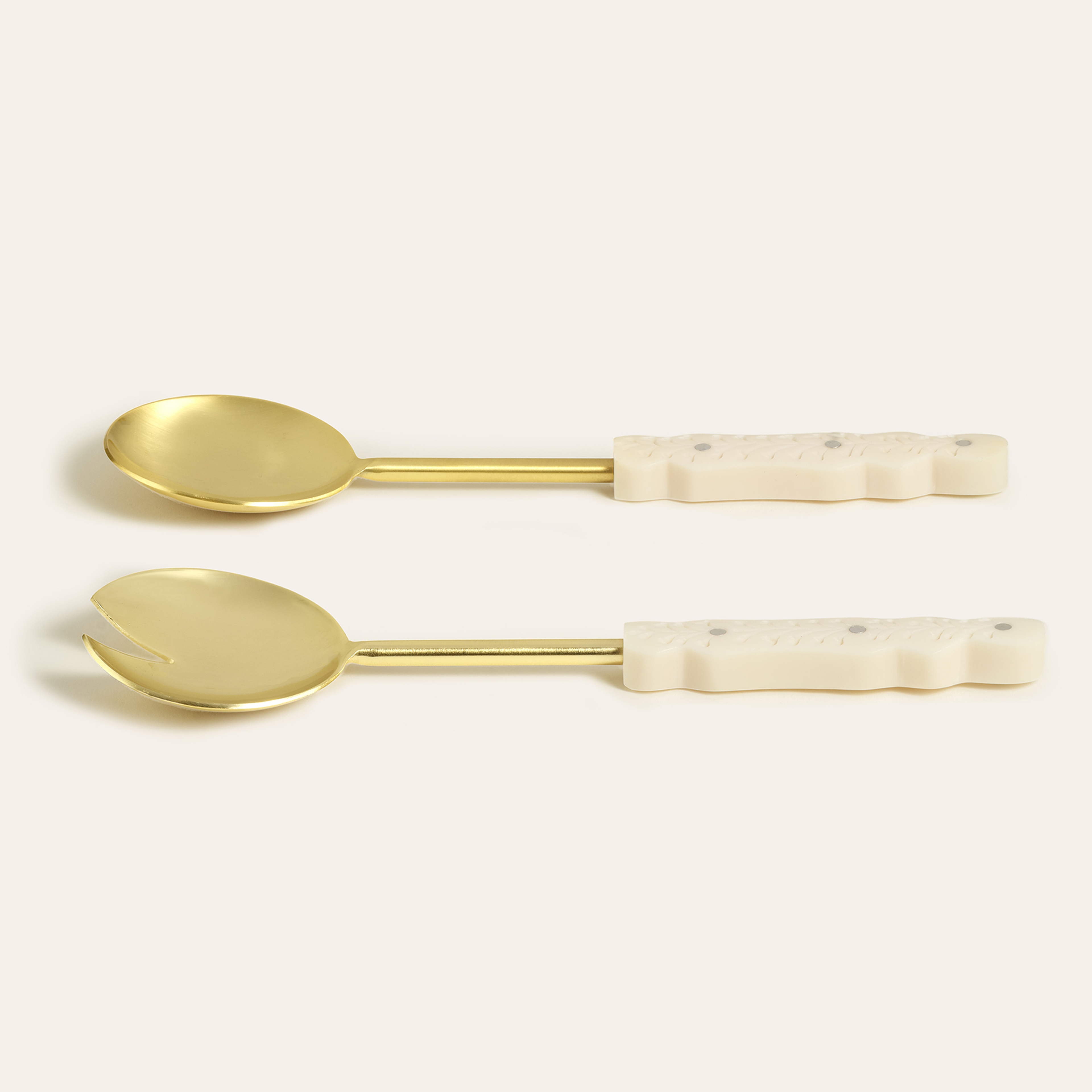 Tanda Paslanmaz Çelik-plastik Salata Servis Seti 7.5x27.5 Cm Altın
