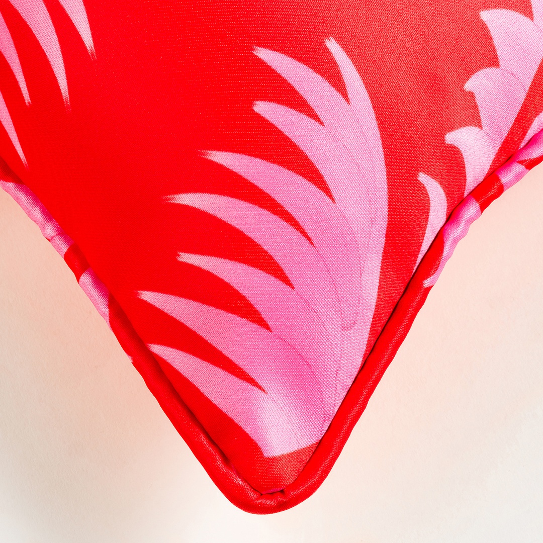 Prusa Dijital Baskılı Nakışlı Pes Dolgulu Kırlent 20x55 Cm Pembe - Kırmızı