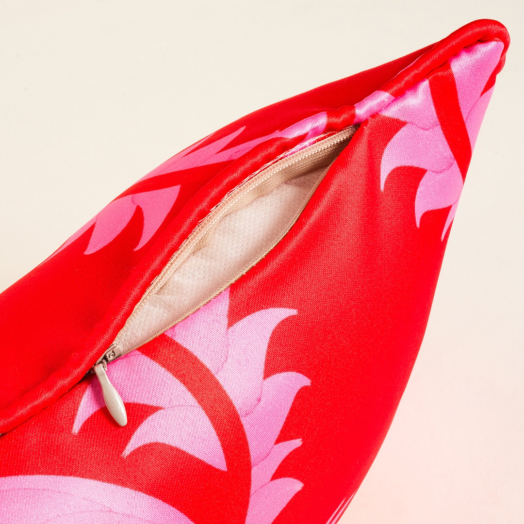 Prusa Dijital Baskılı Nakışlı Pes Dolgulu Kırlent 20x55 Cm Pembe - Kırmızı