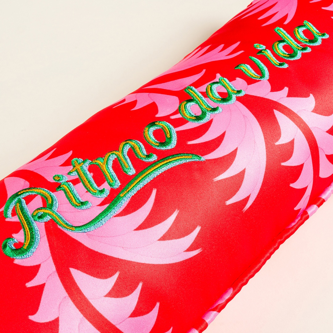 Prusa Dijital Baskılı Nakışlı Pes Dolgulu Kırlent 20x55 Cm Pembe - Kırmızı