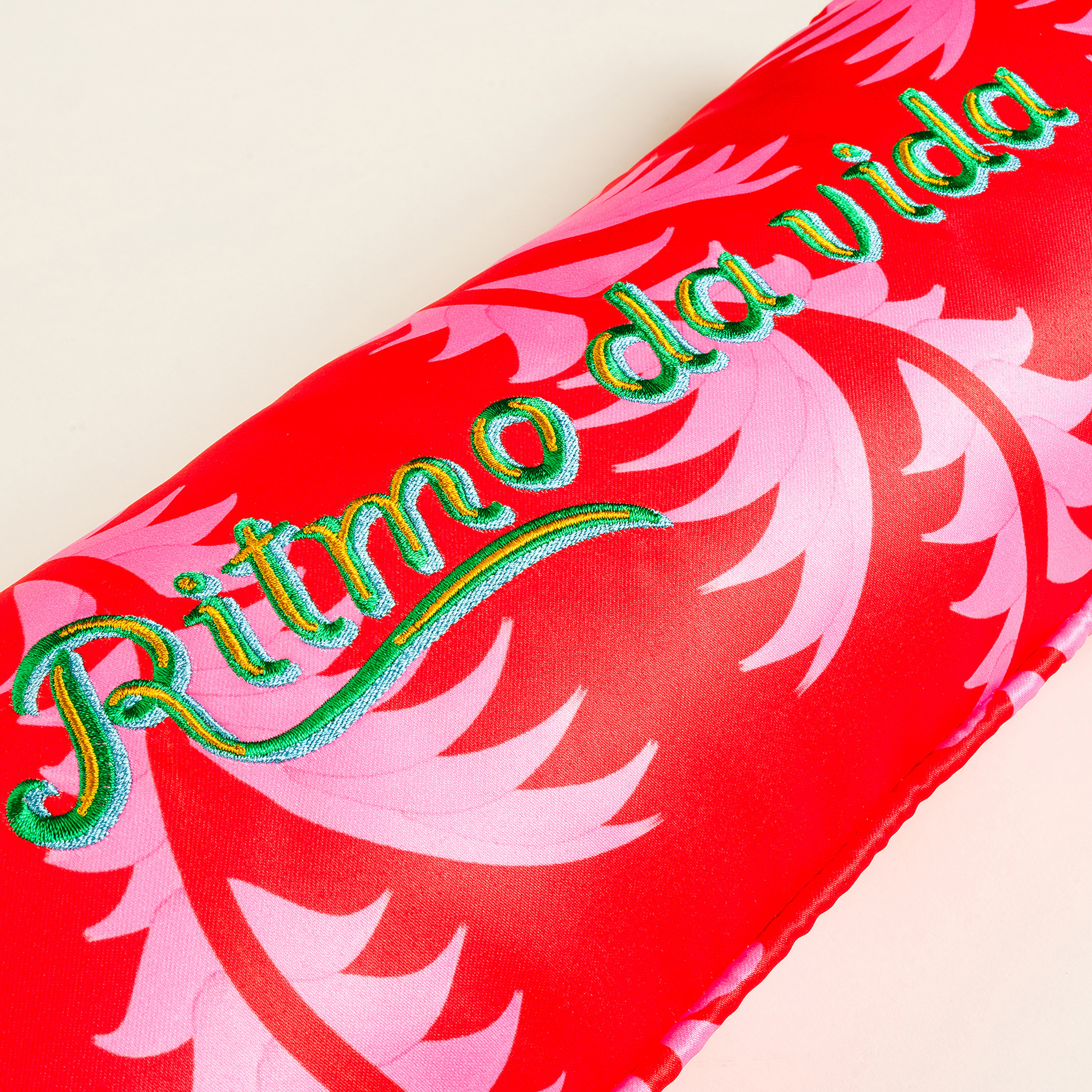 Prusa Dijital Baskılı Nakışlı Pes Dolgulu Kırlent 20x55 Cm Pembe - Kırmızı