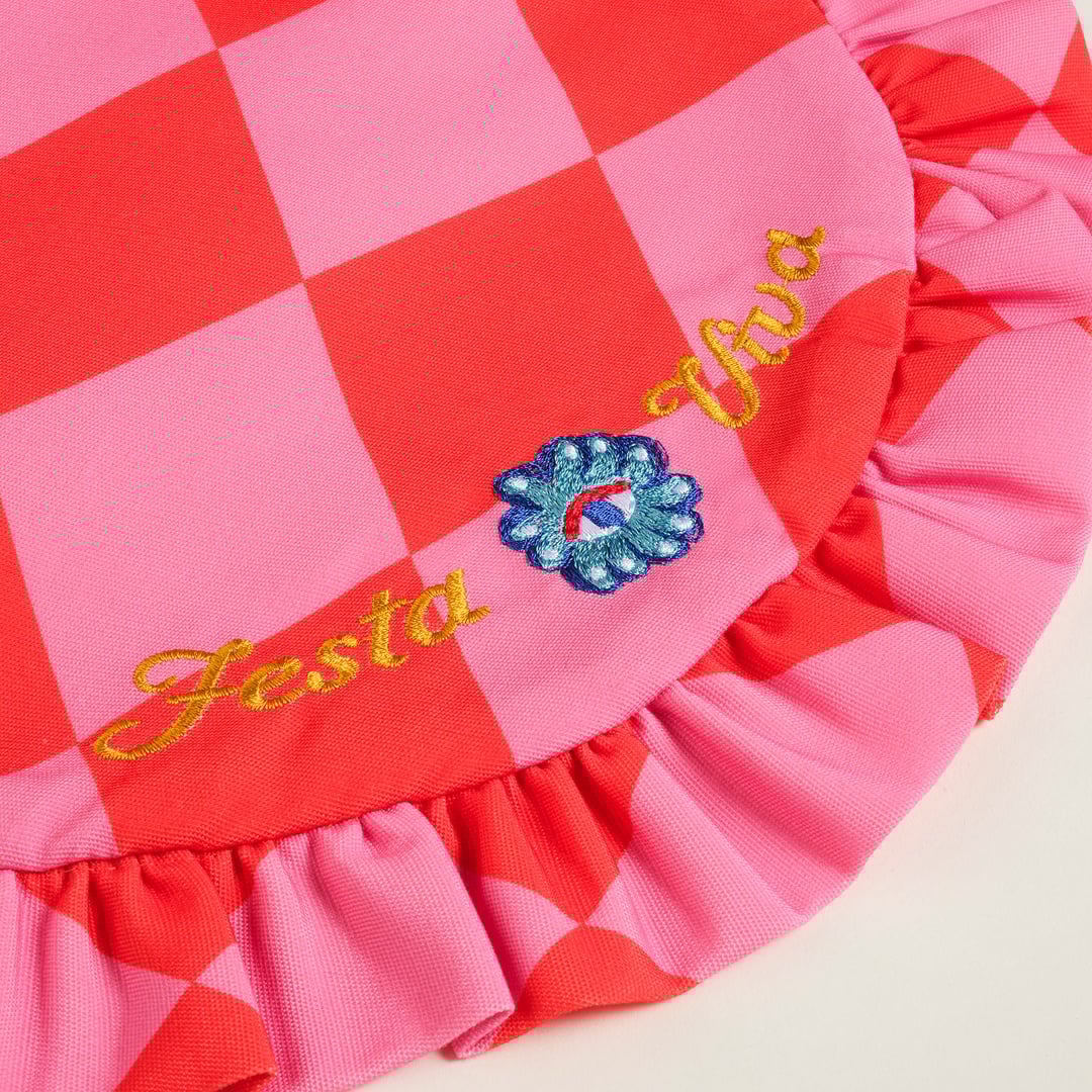 Prusa Dijital Baskılı Nakışlı Pes Amerikan Servis 45 Cm Pembe - Kırmızı