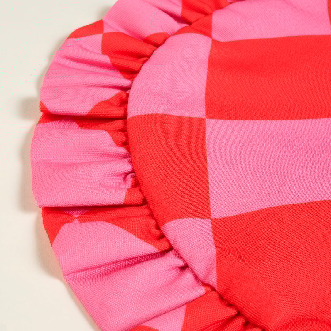 Prusa Dijital Baskılı Nakışlı Pes Amerikan Servis 45 Cm Pembe - Kırmızı