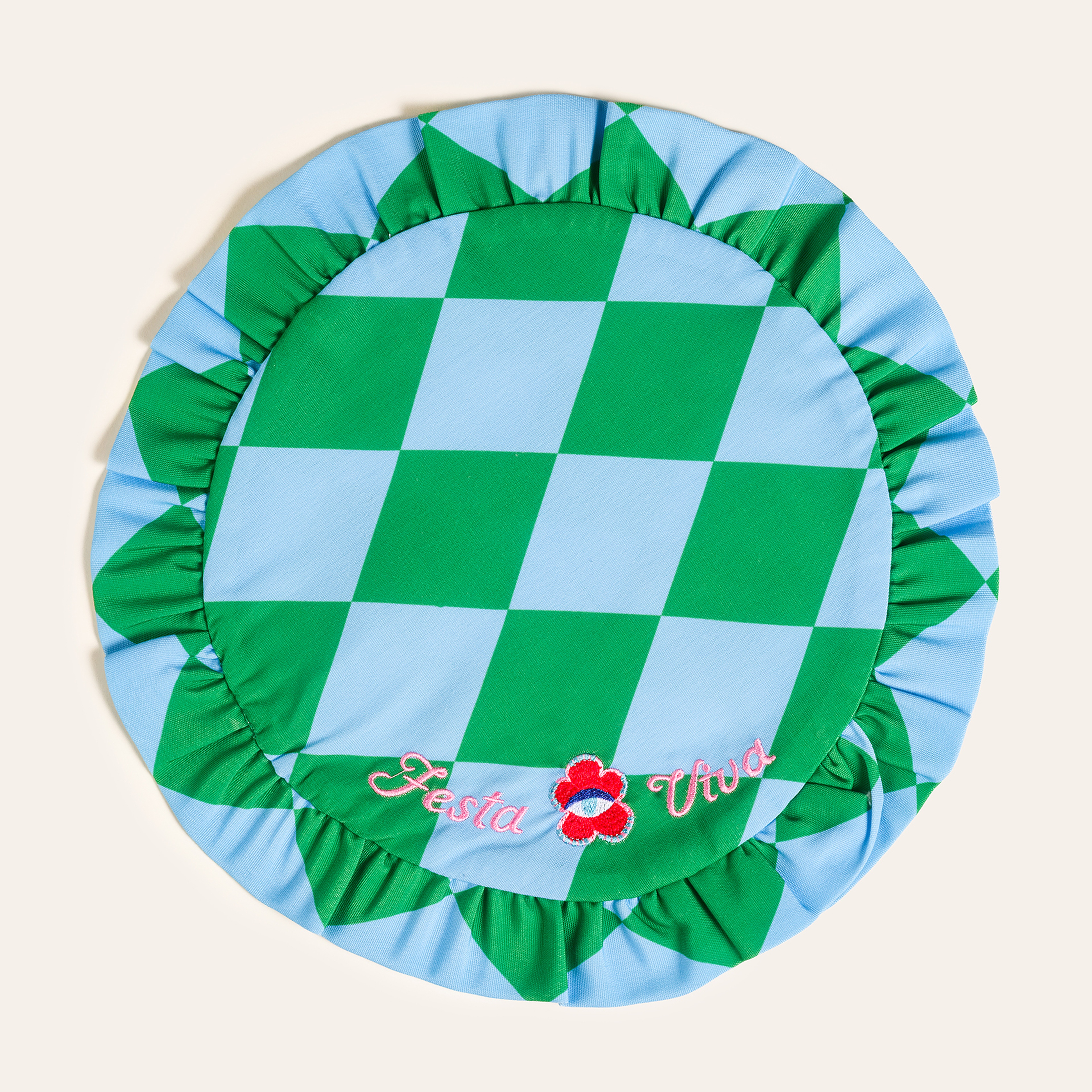 Prusa Dijital Baskılı Nakışlı Pes Amerikan Servis 45 Cm Yeşil - Mavi