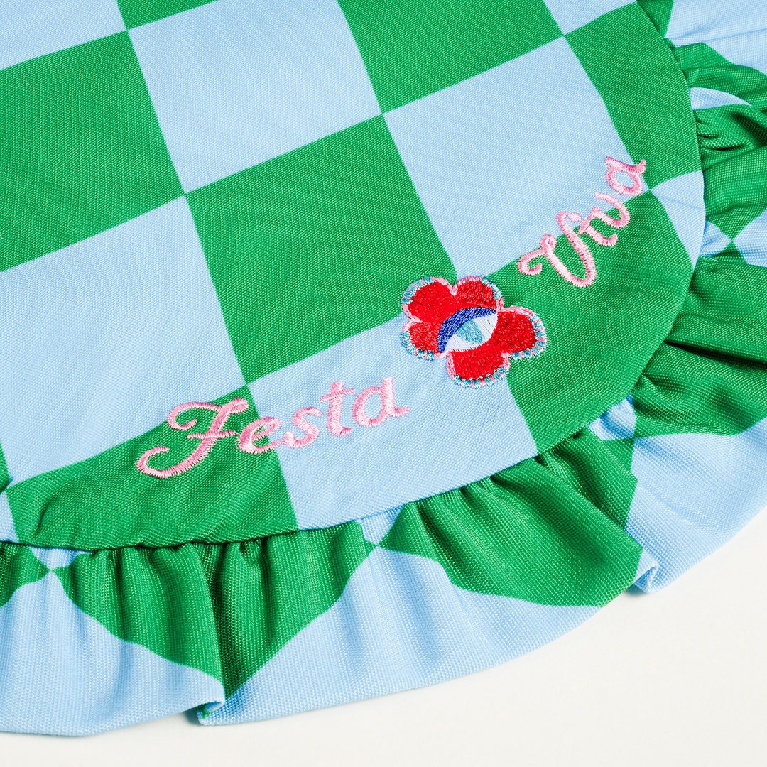 Prusa Dijital Baskılı Nakışlı Pes Amerikan Servis 45 Cm Yeşil - Mavi