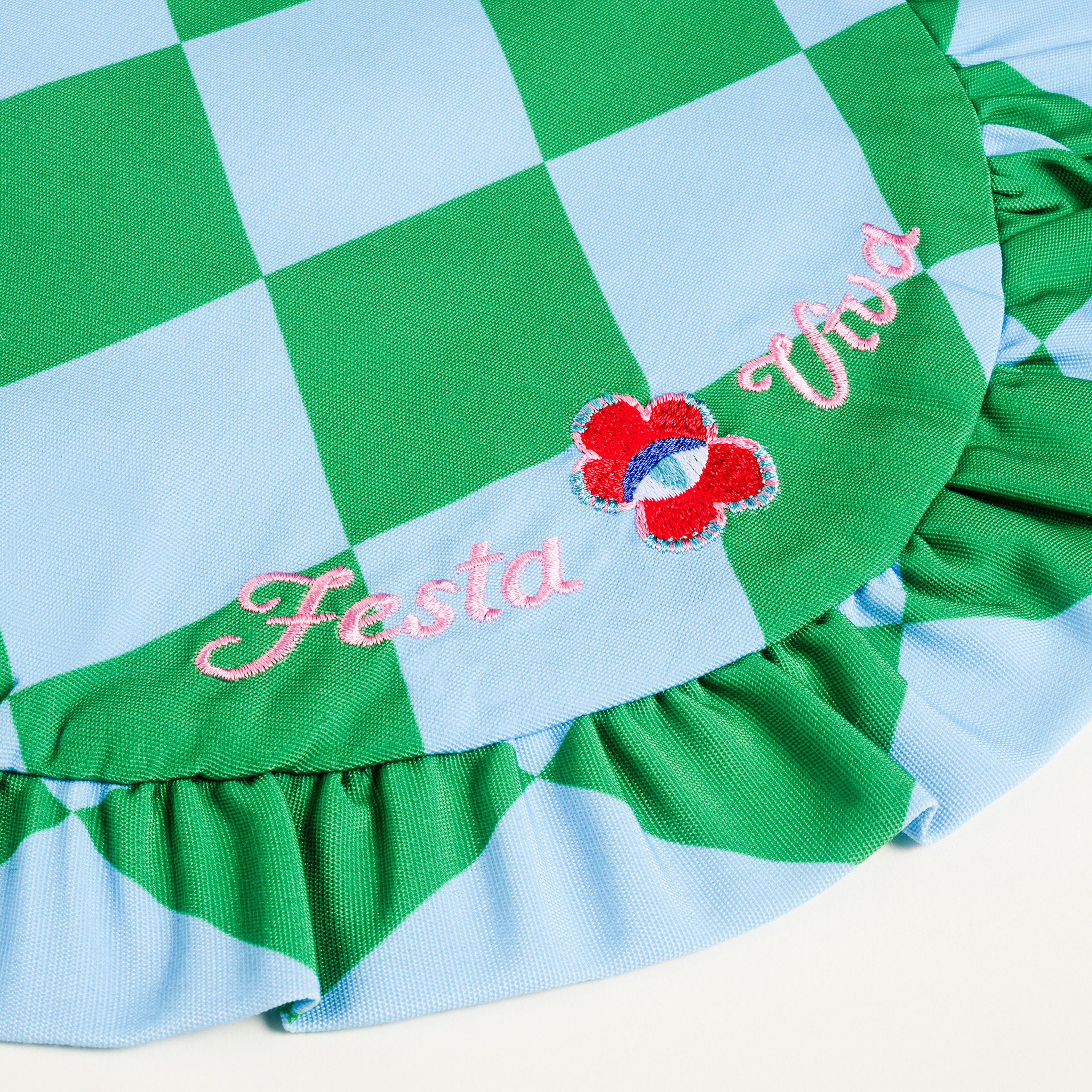 Prusa Dijital Baskılı Nakışlı Pes Amerikan Servis 45 Cm Yeşil - Mavi