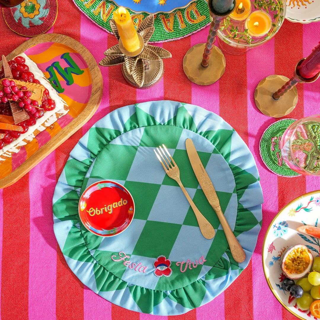 Prusa Dijital Baskılı Nakışlı Pes Amerikan Servis 45 Cm Yeşil - Mavi