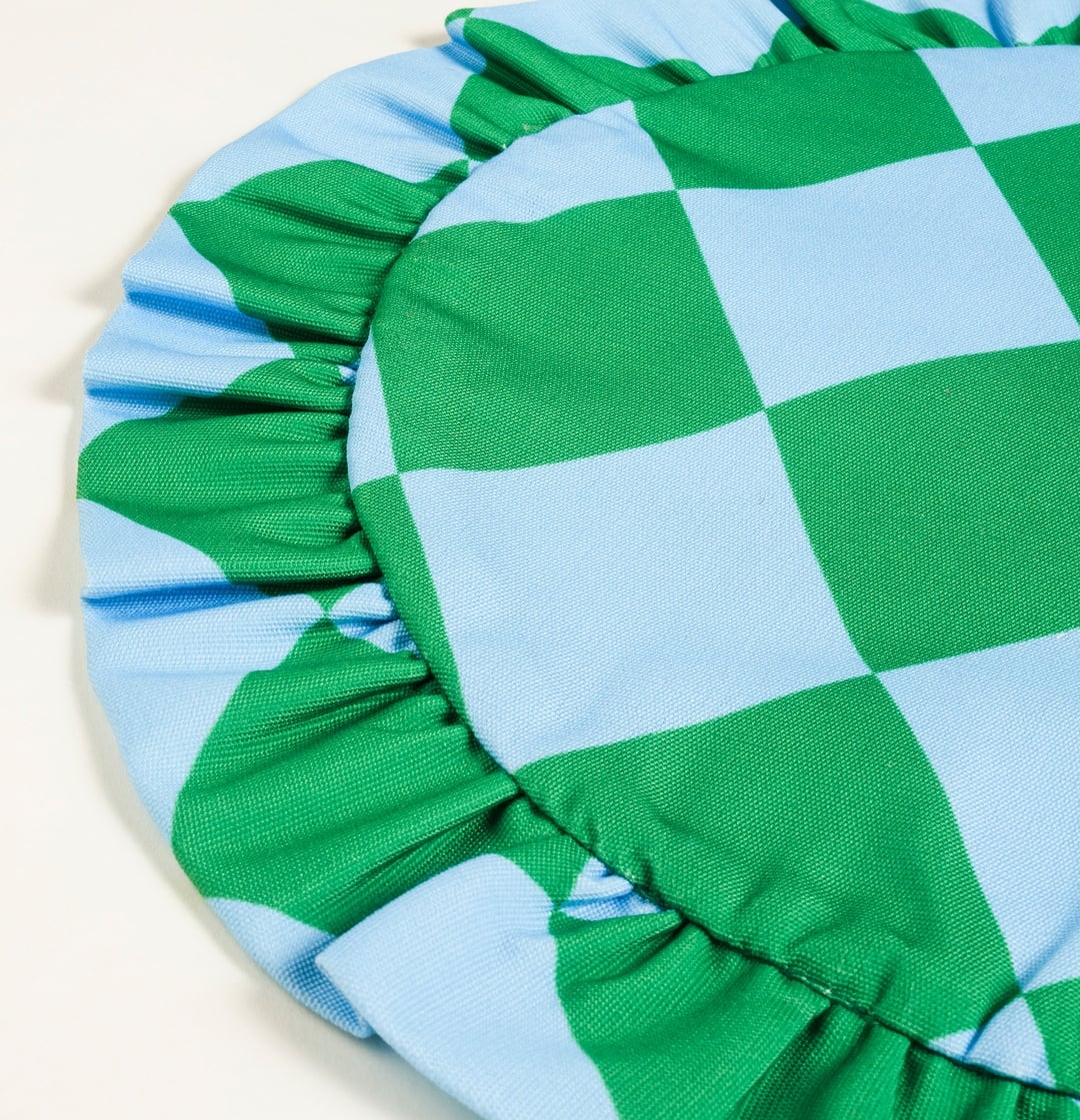 Prusa Dijital Baskılı Nakışlı Pes Amerikan Servis 45 Cm Yeşil - Mavi