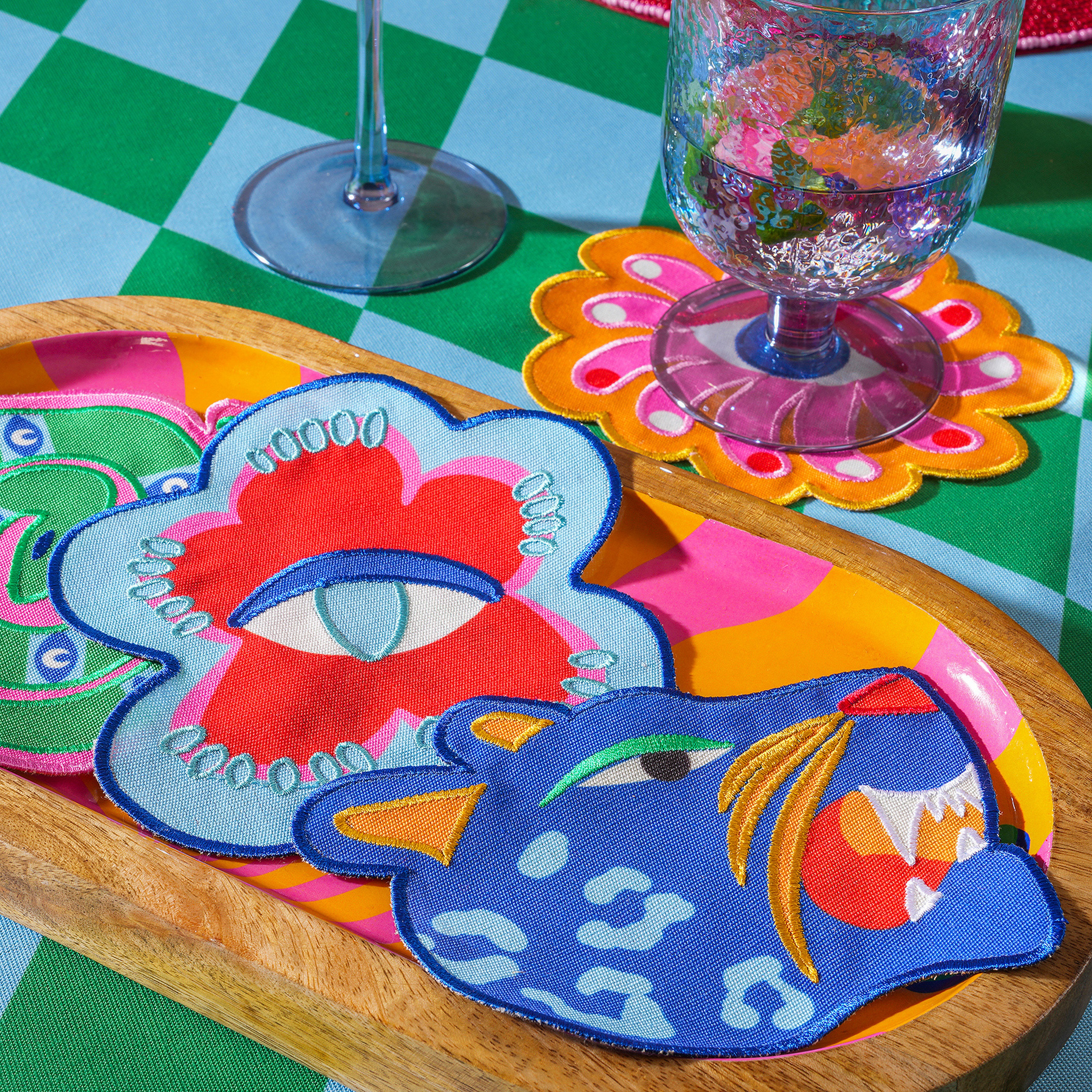 Prusa Dijital Baskılı Nakışlı 4'lü Pes Kokteyl Peçetesi 15 Cm Renkli