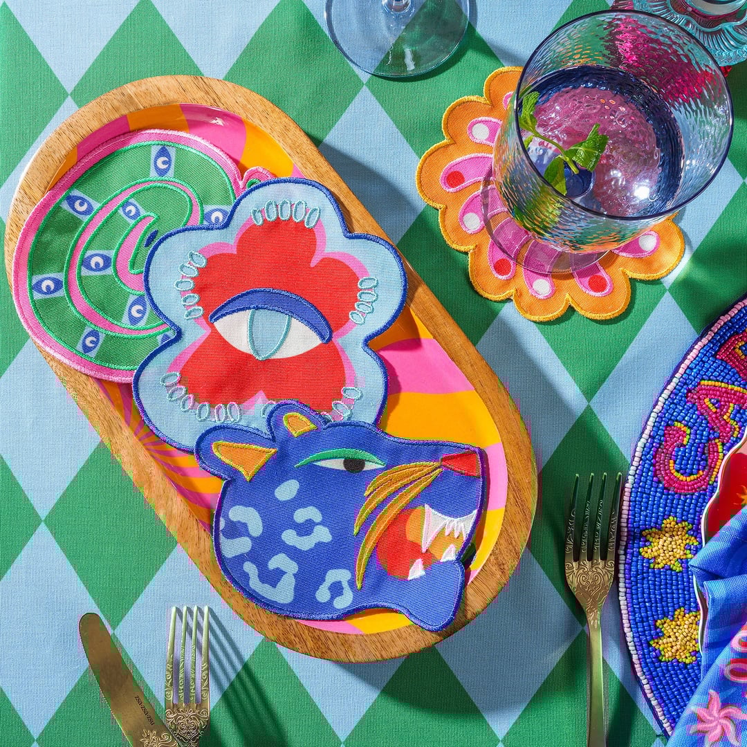 Prusa Dijital Baskılı Nakışlı 4'lü Pes Kokteyl Peçetesi 15 Cm Renkli