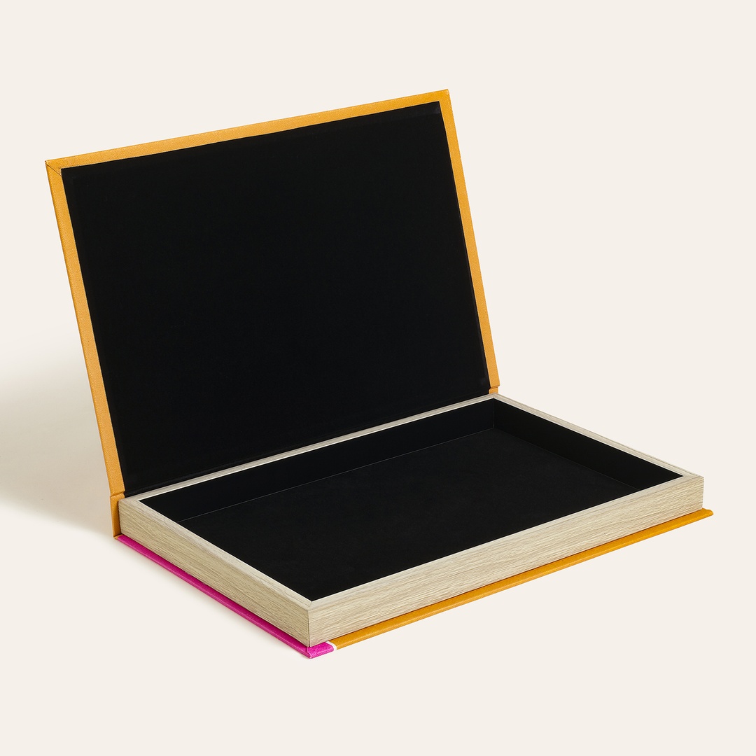 Olbıa Kanvas - Polistren - Kadife Dekoratif Kutu 24x34 Cm Hardal