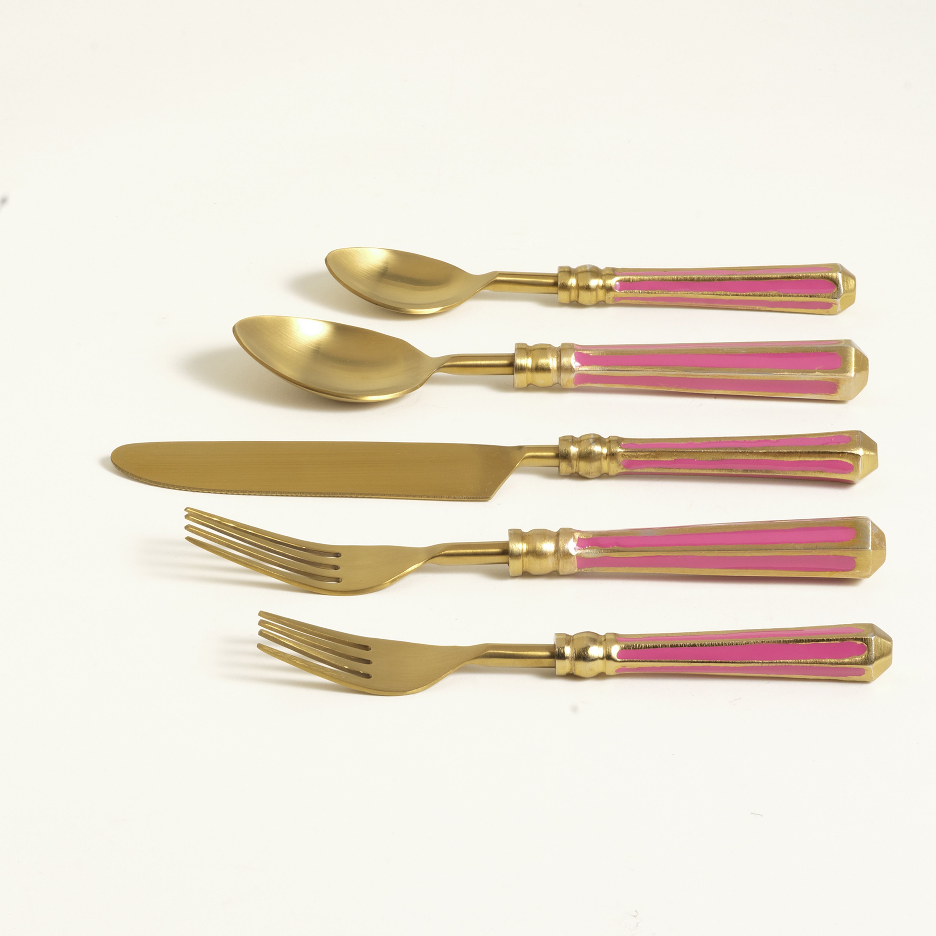 Rampur Çelik Çatal Kaşık Bıçak Seti 3x23x2 Cm Altın-fuşya