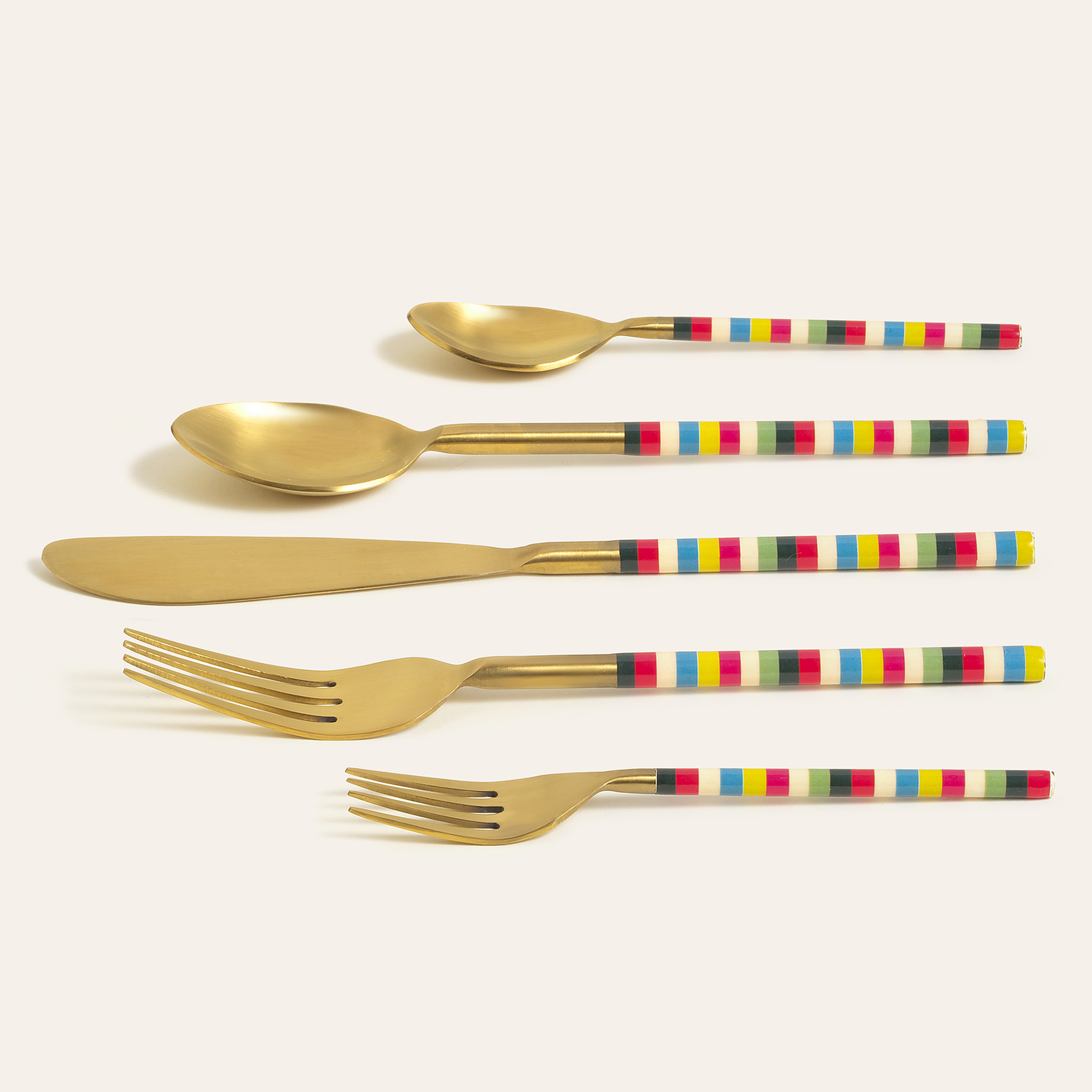 Rampur Çelik Çatal Kaşık Bıçak Seti 3x23x2 Cm Altın - Renkli