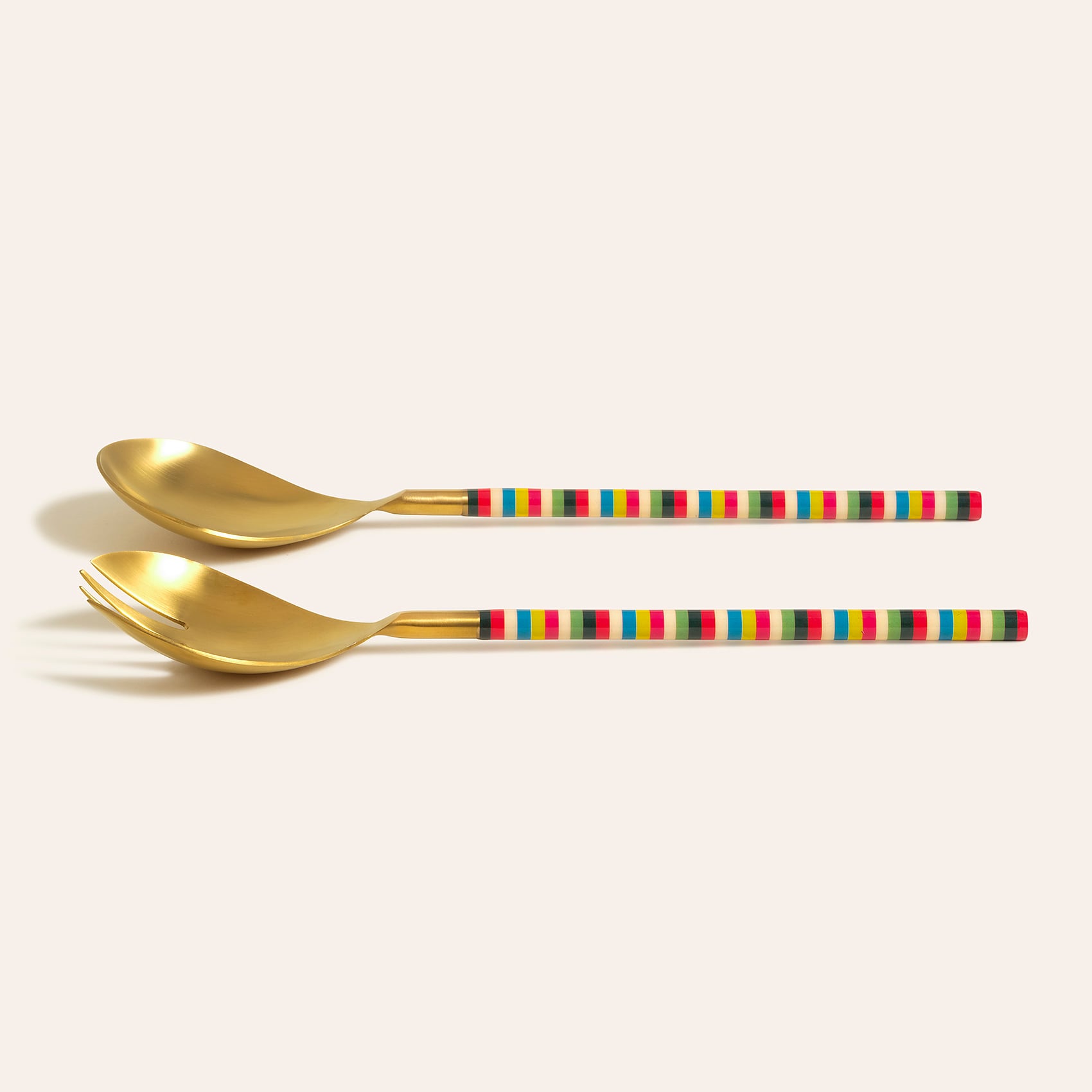 Rampur 2'li Çelik Salata Servis Seti 7x28x2 Cm Altın - Renkli