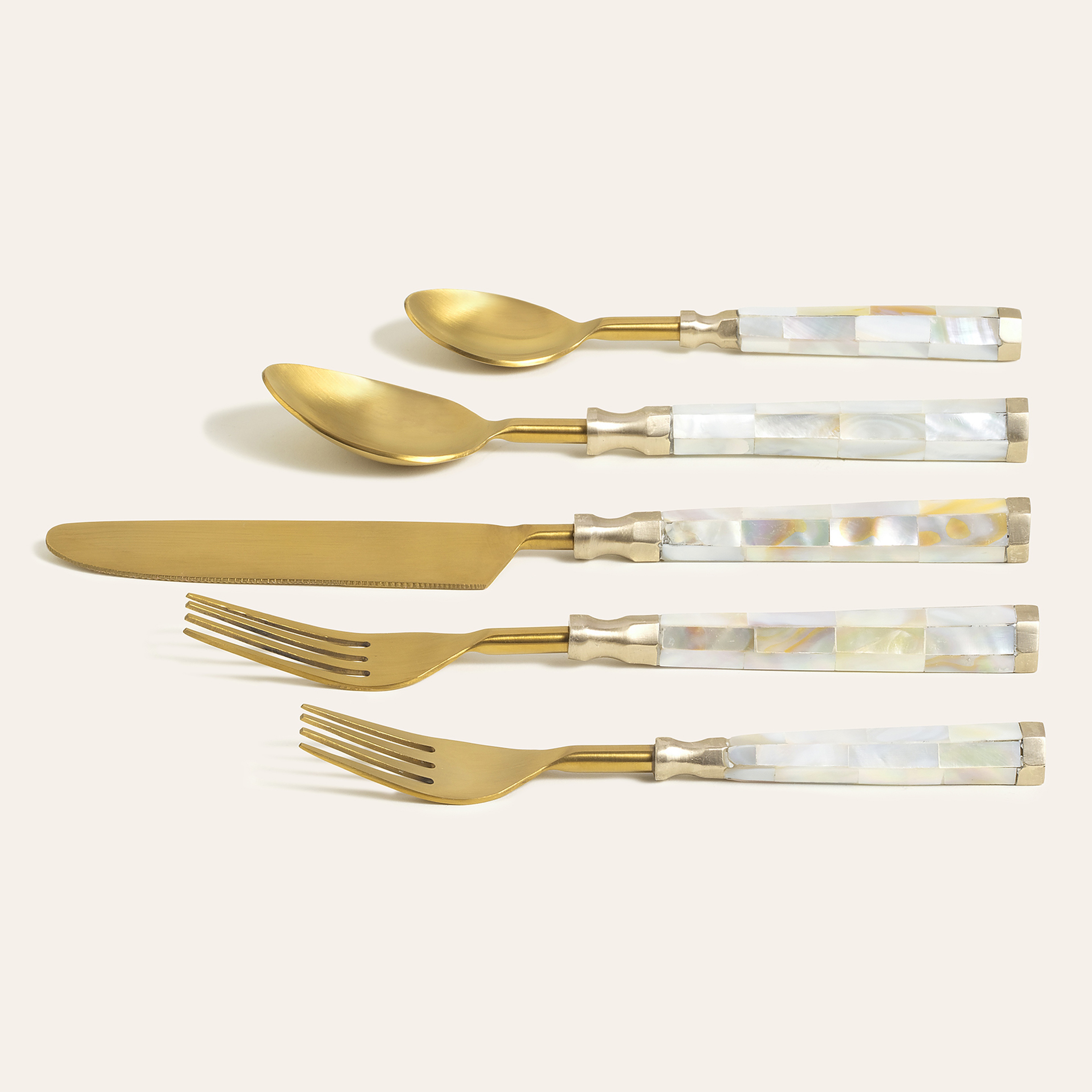 Rampur Pirinç-sedef Çatal Kaşık Bıçak Seti 3x23x2 Cm Altın-sedef