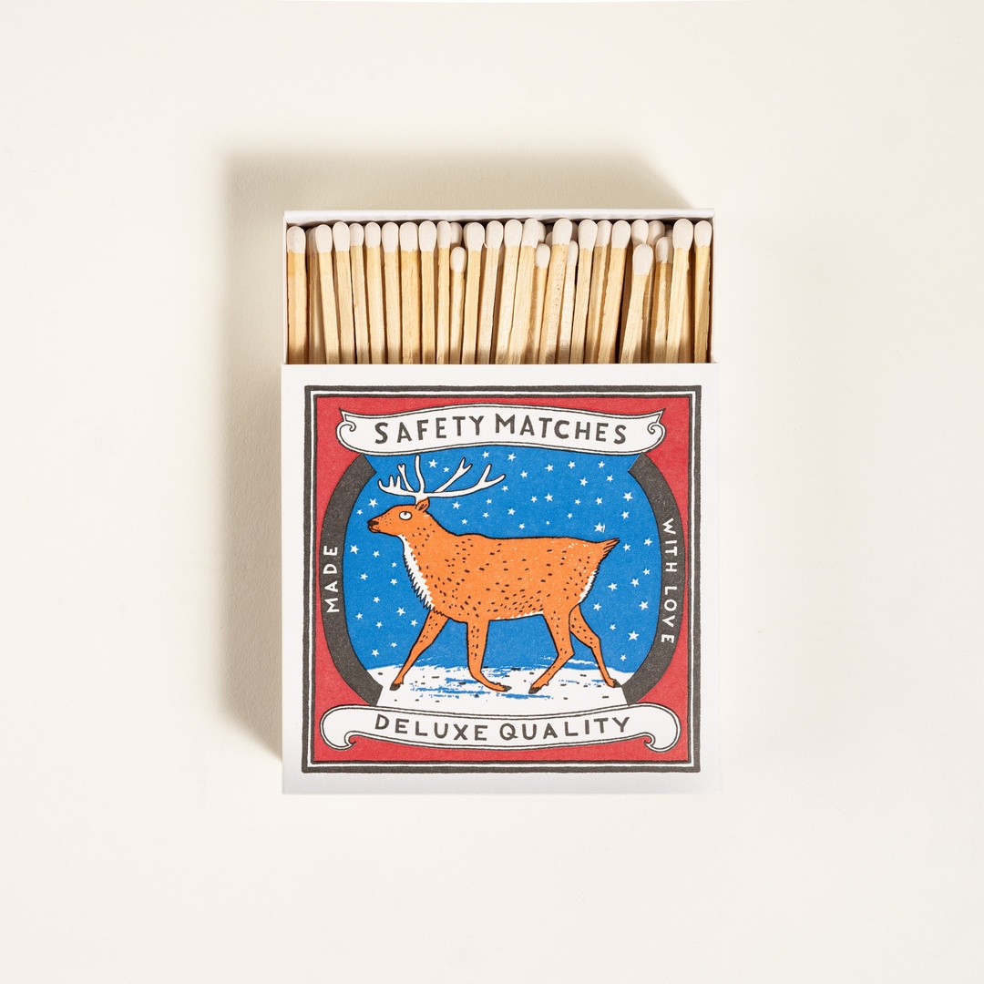 Charlotte Farmer Reındeer Ahşap Kibrit Hediyelik Eşya 11x11x3 Cm Renkli