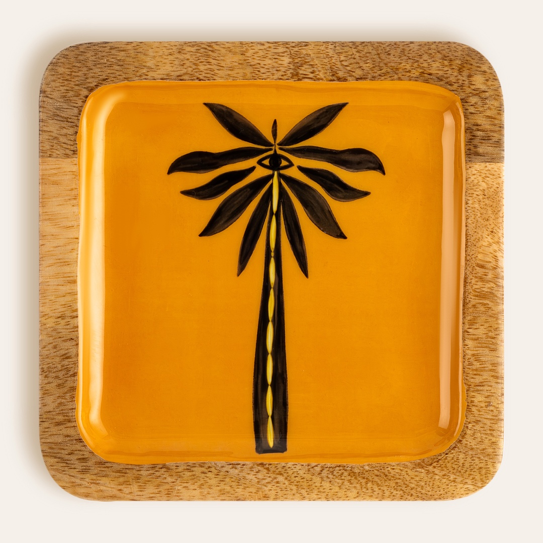 Lakrı Mango Ağacı Tepsi 15x15x2 Cm Sarı