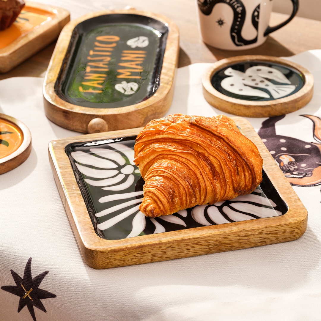 Lakrı Mango Ağacı Tepsi 20x20x2.5 Cm Siyah