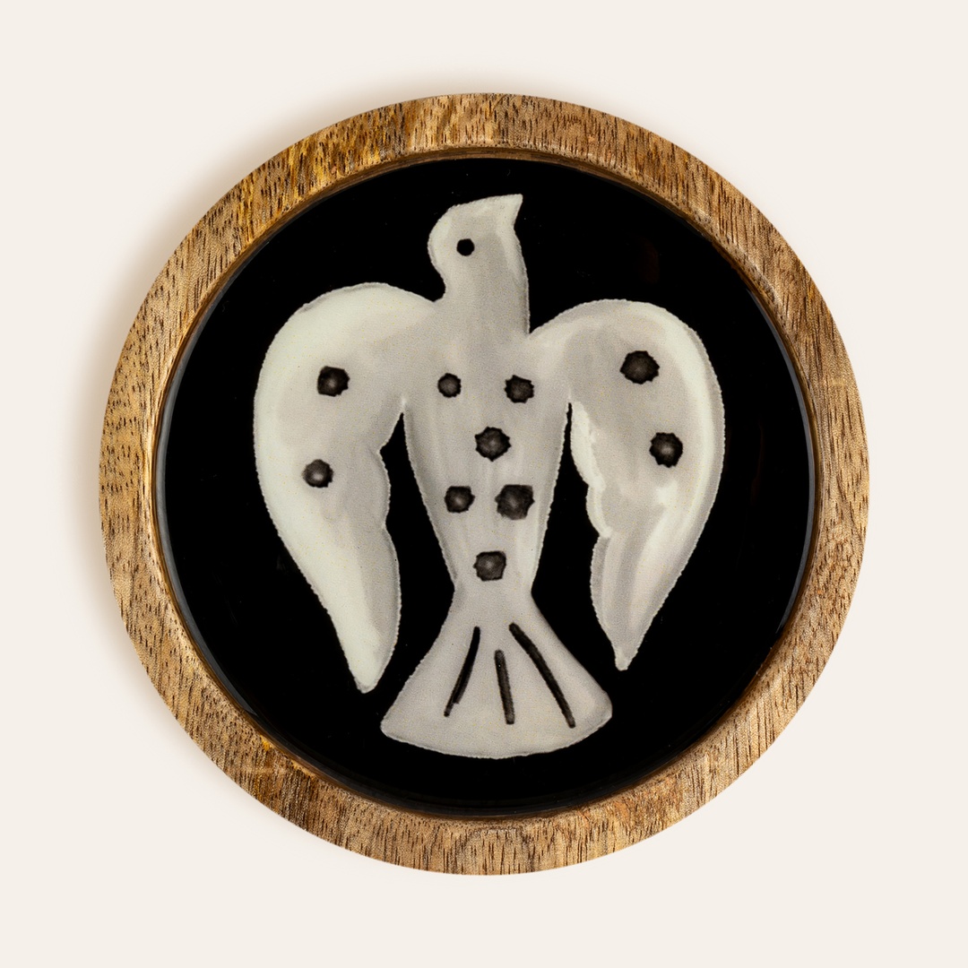 Lakrı 2'li Mango Ağacı Bardak Altlığı 12x12 Cm Sarı