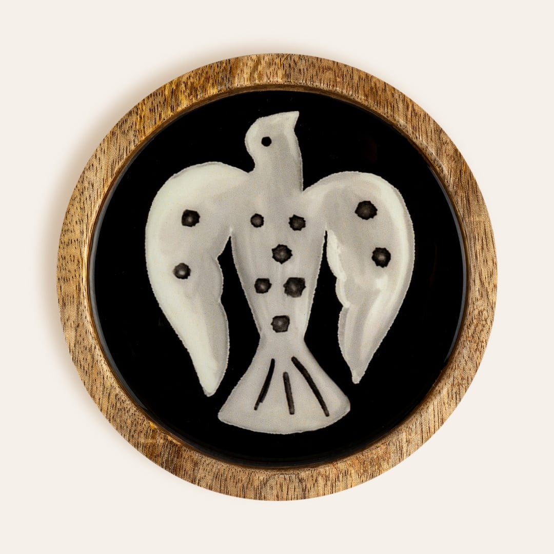 Lakrı 2'li Mango Ağacı Bardak Altlığı 12x12 Cm Sarı