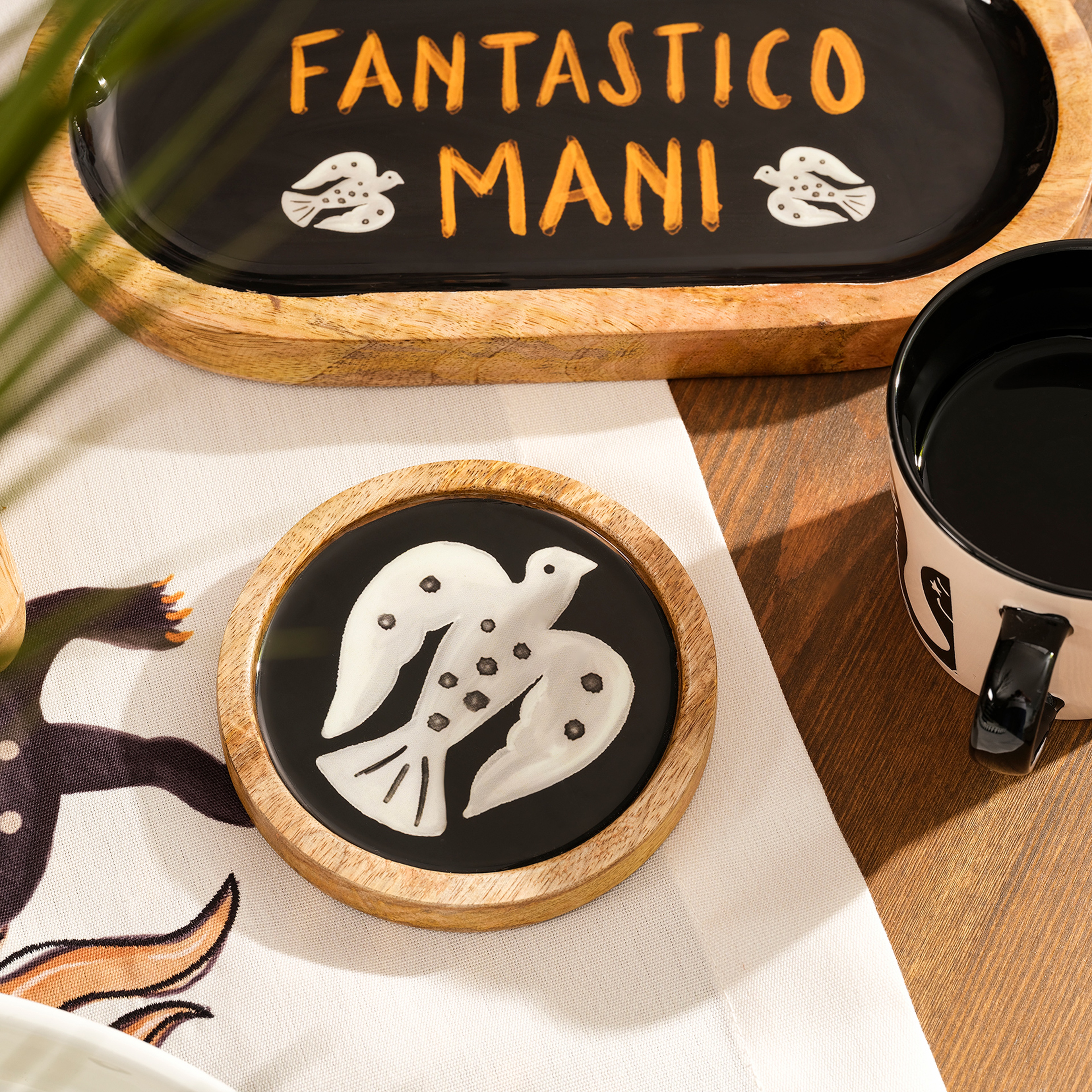 Lakrı Sarı Mango Ağacı Bardak Altlığı 12x12 Cm