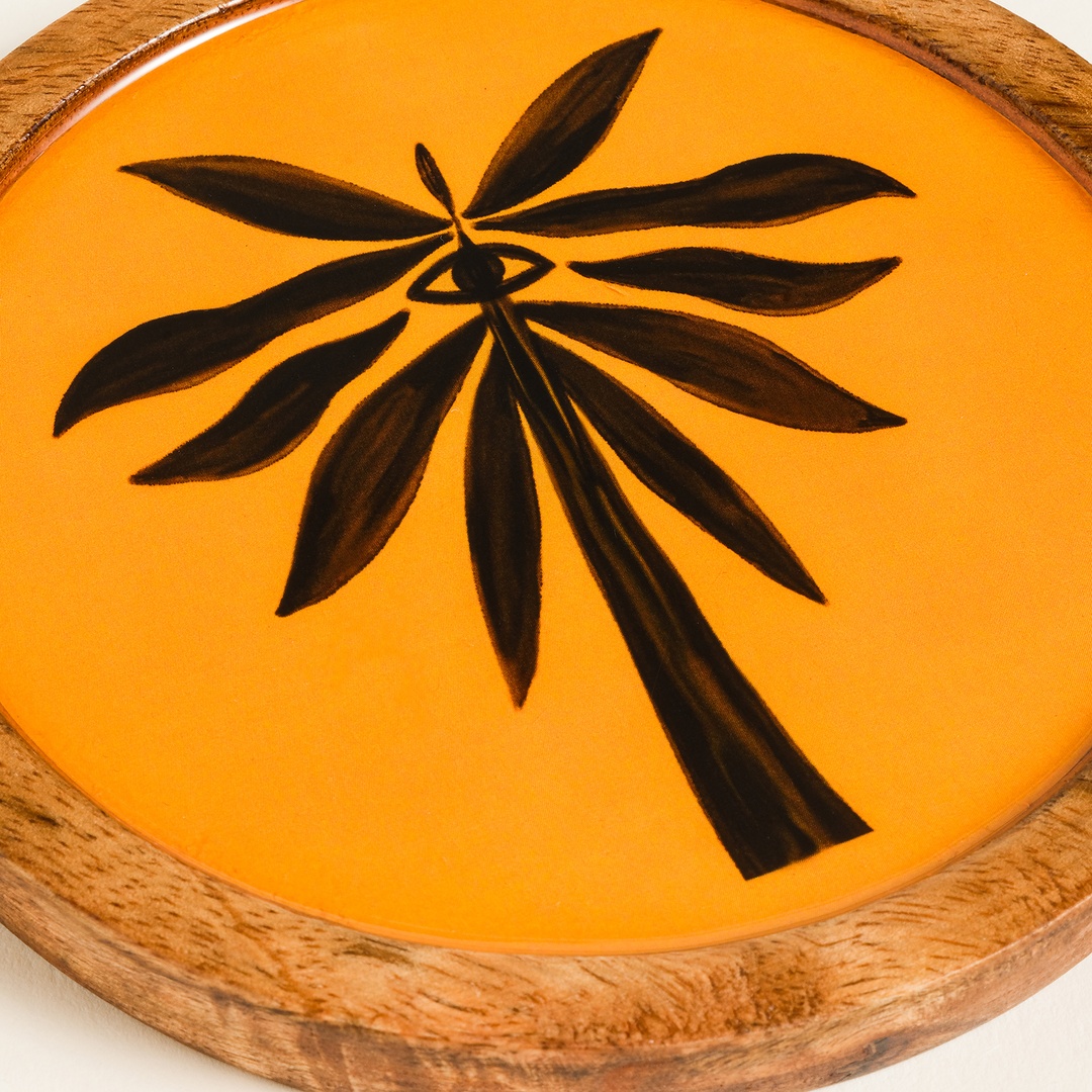 Lakrı 2'li Mango Ağacı Bardak Altlığı 12x12 Cm Siyah