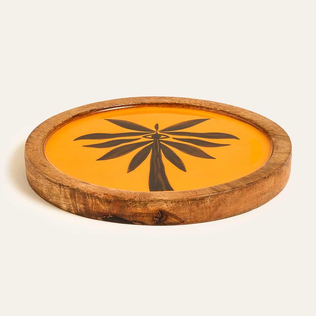 Lakrı 2'li Mango Ağacı Bardak Altlığı 12x12 Cm Siyah