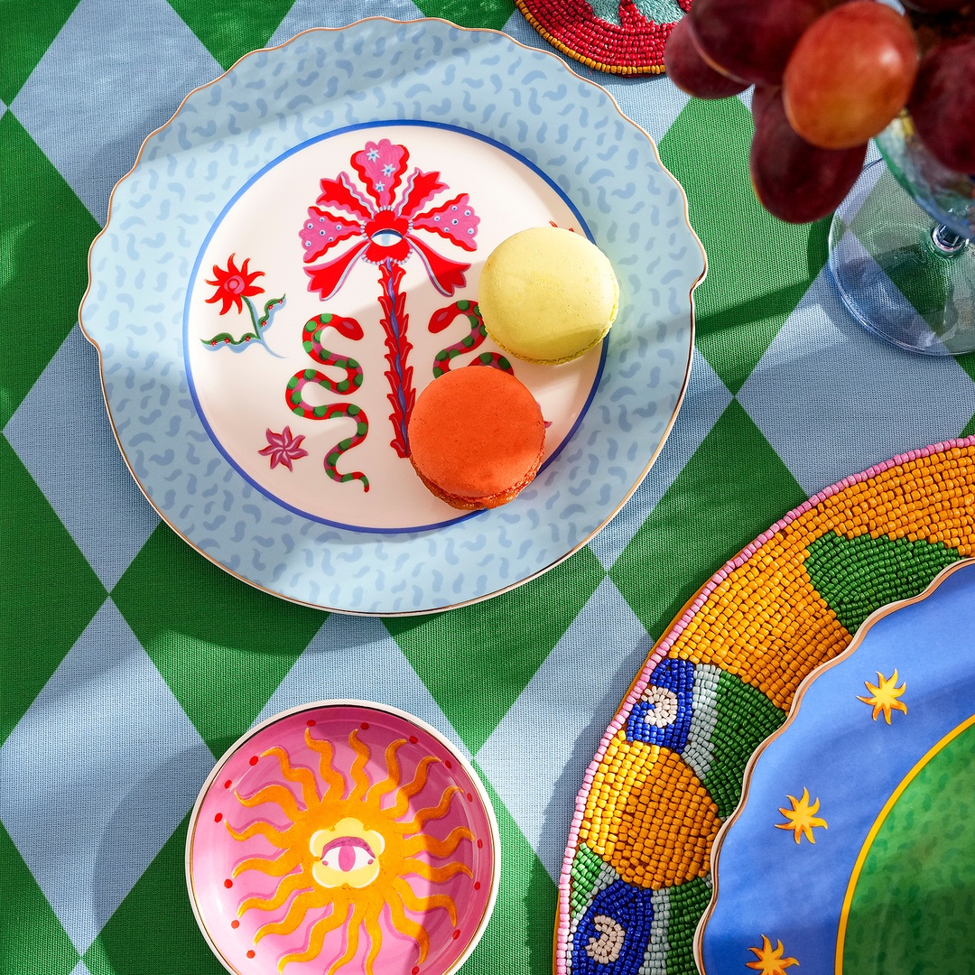 Luohu Porselen Pasta Tabağı 20 Cm Mavi