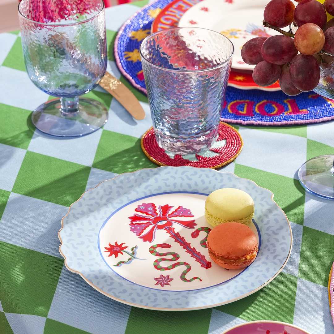 Luohu Porselen Pasta Tabağı 20 Cm Mavi