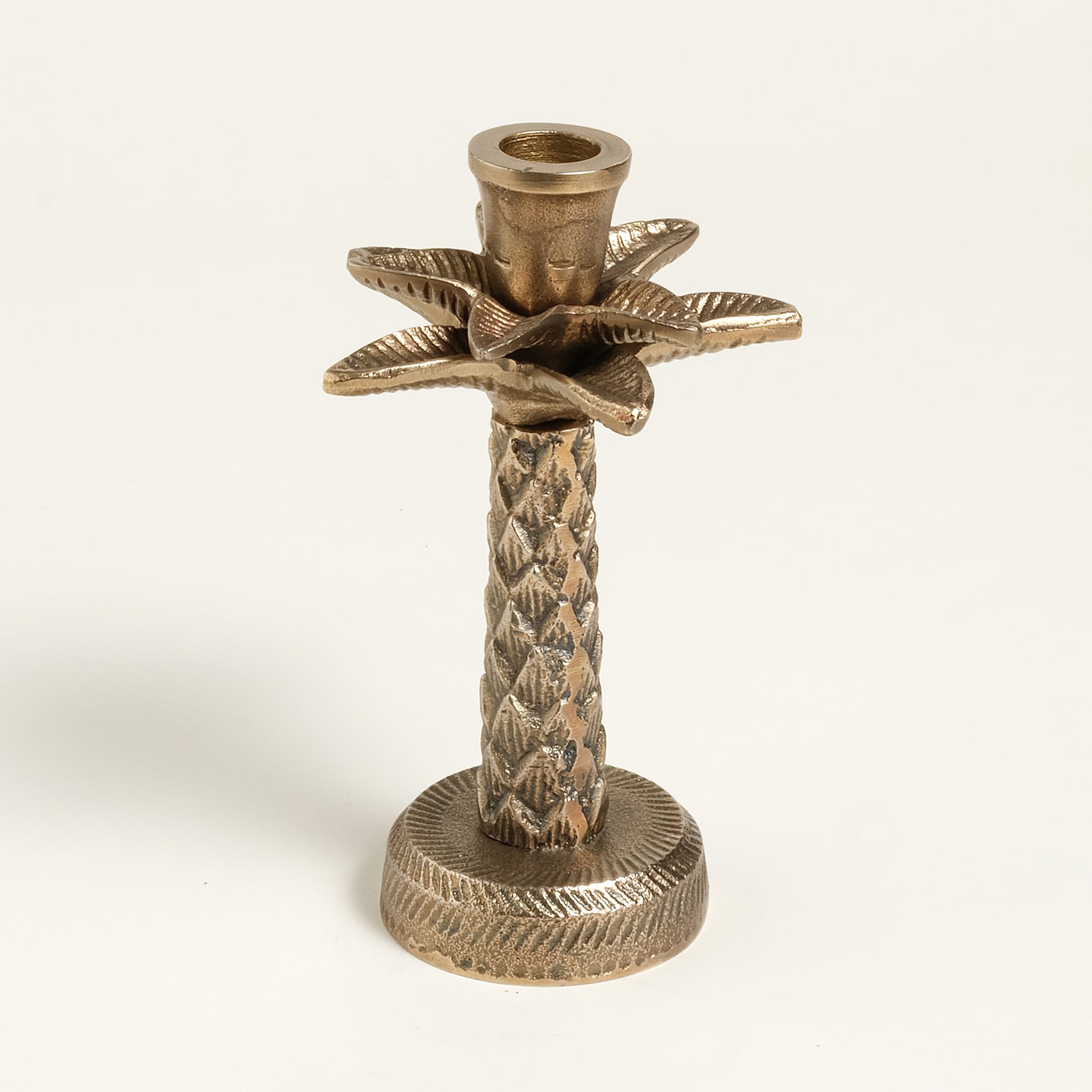 Lotus Antik Pirinç Alumınyum Şamdan 8x8x18 Cm
