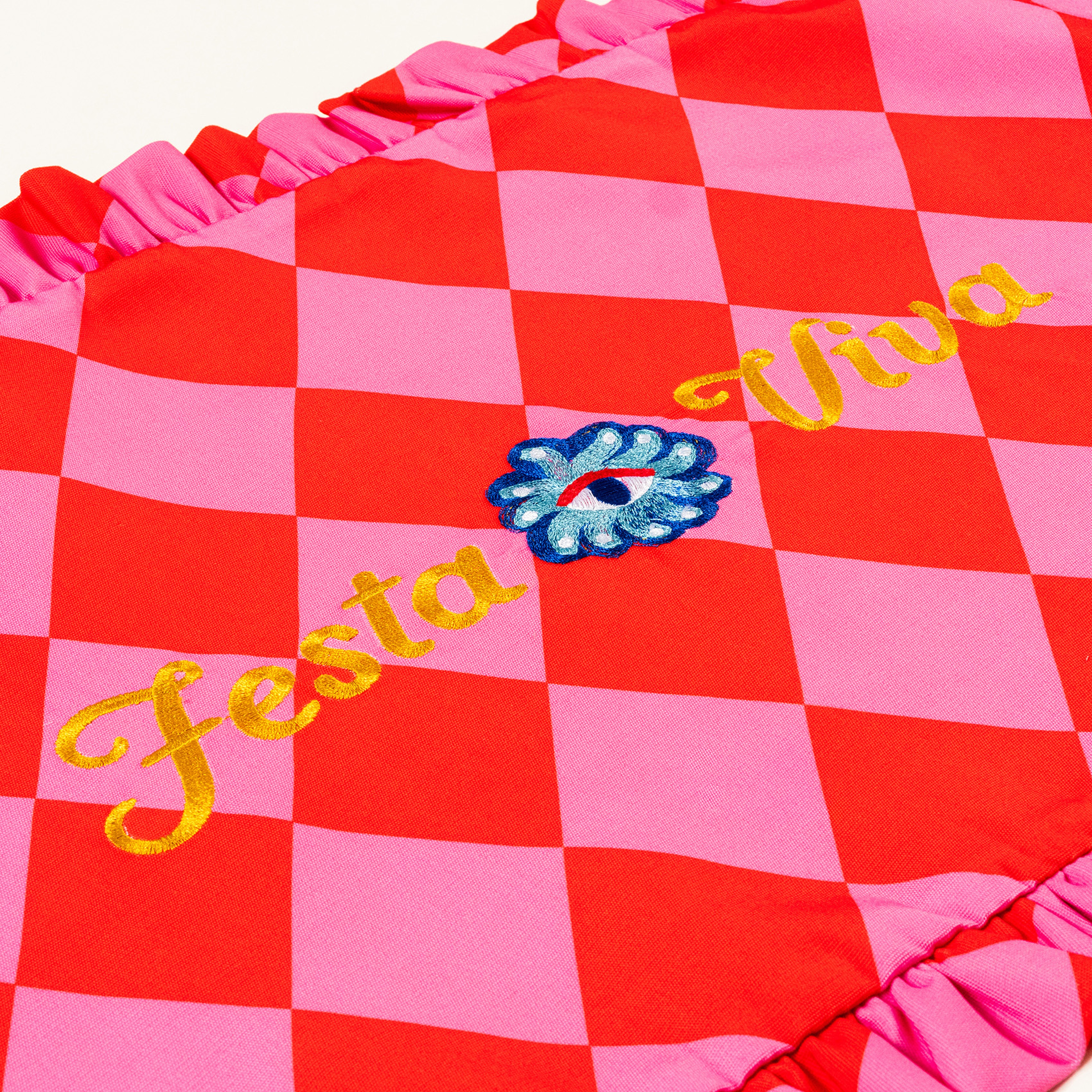 Prusa Dijital Baskılı Nakışlı Pes Runner 60x190 Cm Pembe - Kırmızı