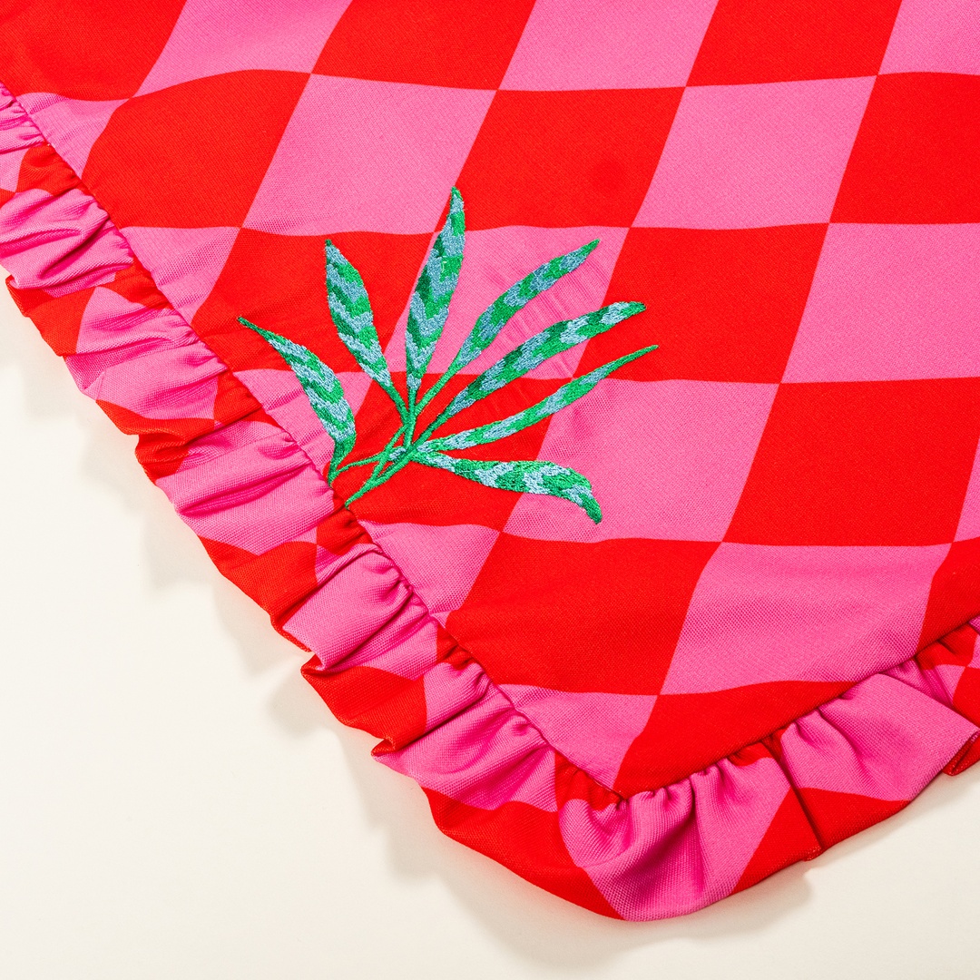 Prusa Dijital Baskılı Nakışlı Pes Runner 60x190 Cm Pembe - Kırmızı