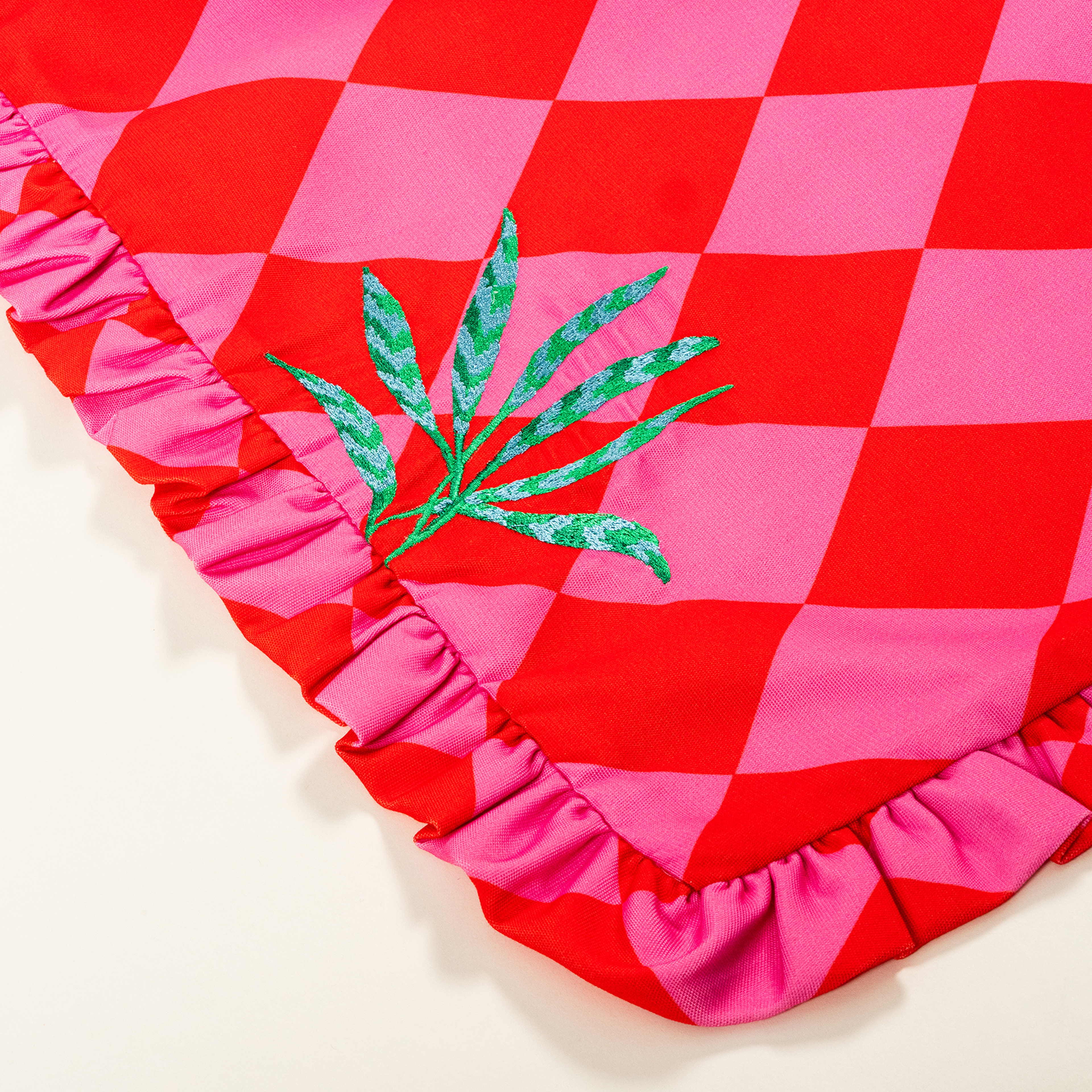 Prusa Dijital Baskılı Nakışlı Pes Runner 60x190 Cm Pembe - Kırmızı