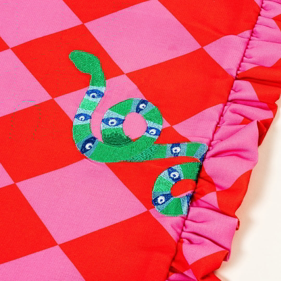 Prusa Dijital Baskılı Nakışlı Pes Runner 60x190 Cm Pembe - Kırmızı