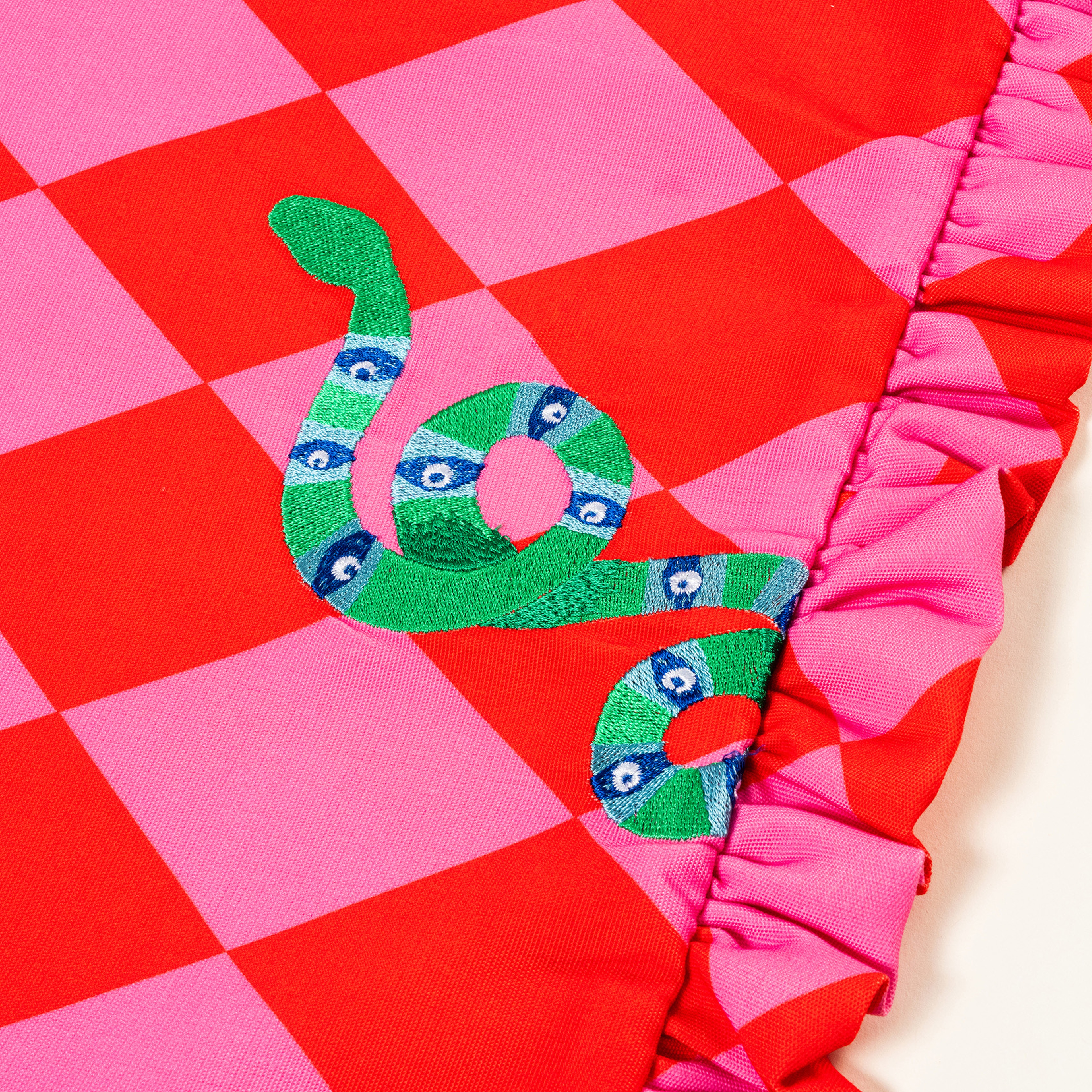 Prusa Dijital Baskılı Nakışlı Pes Runner 60x190 Cm Pembe - Kırmızı