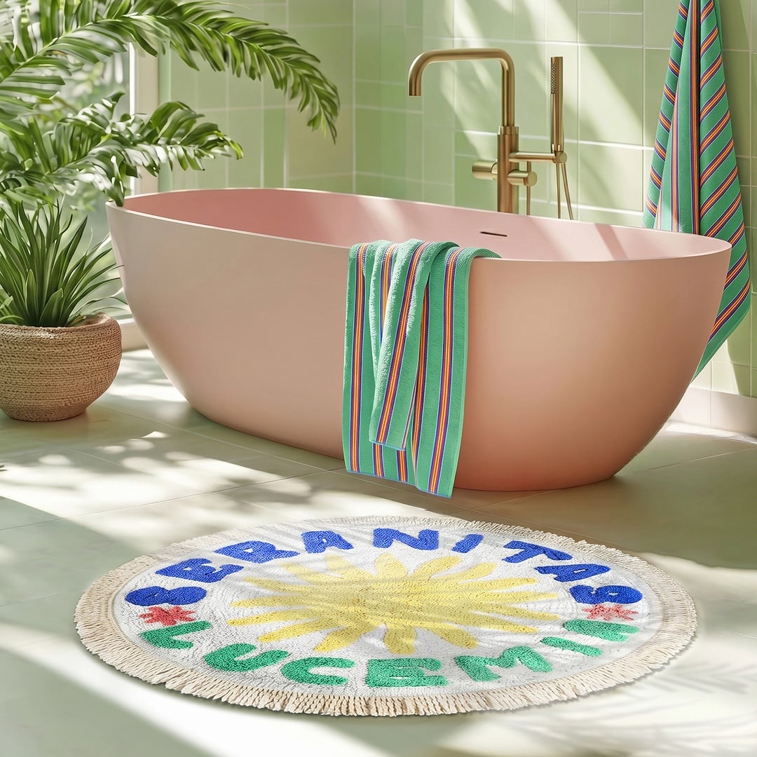 Punjab Pamuk Banyo Paspası 70 Cm Sarı - Krem