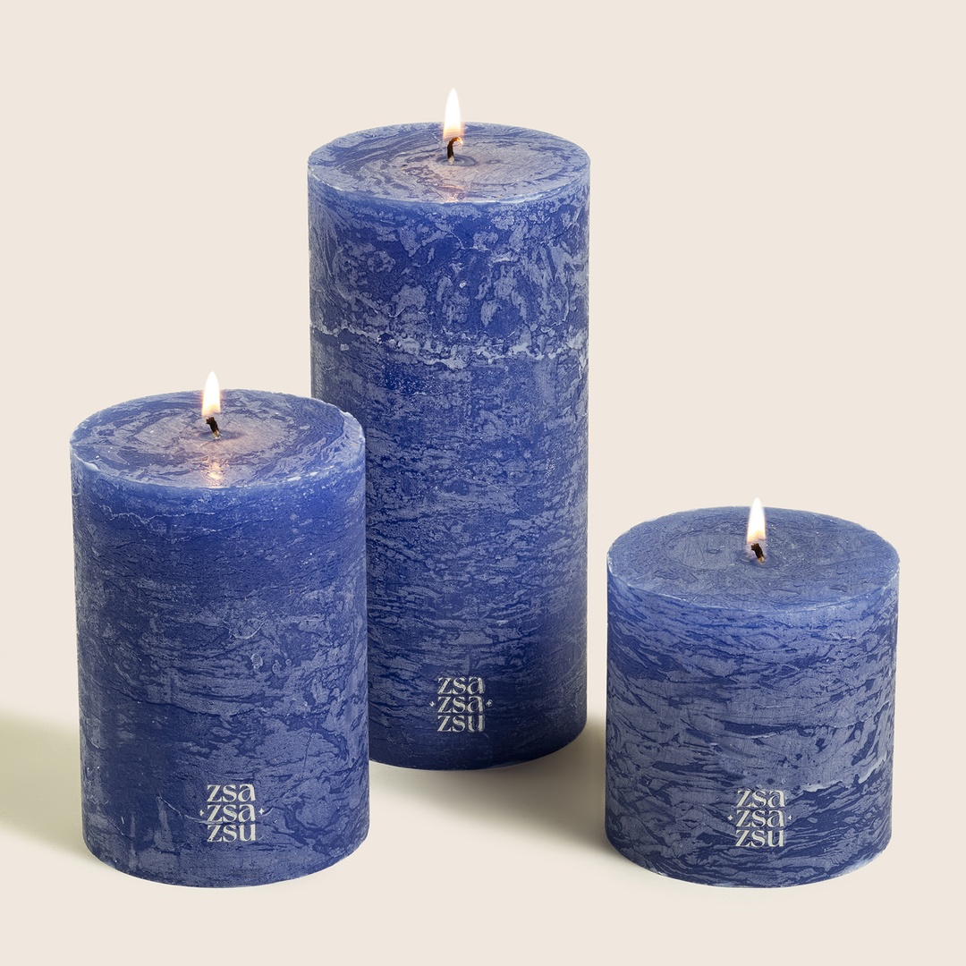 Deurne Parafın Mum 9x9x9 Cm Kobalt