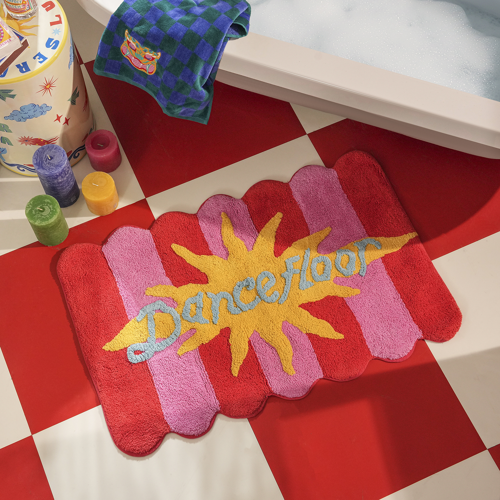 Punjab Pamuk Banyo Paspası 60x90 Cm Kırmızı - Pembe