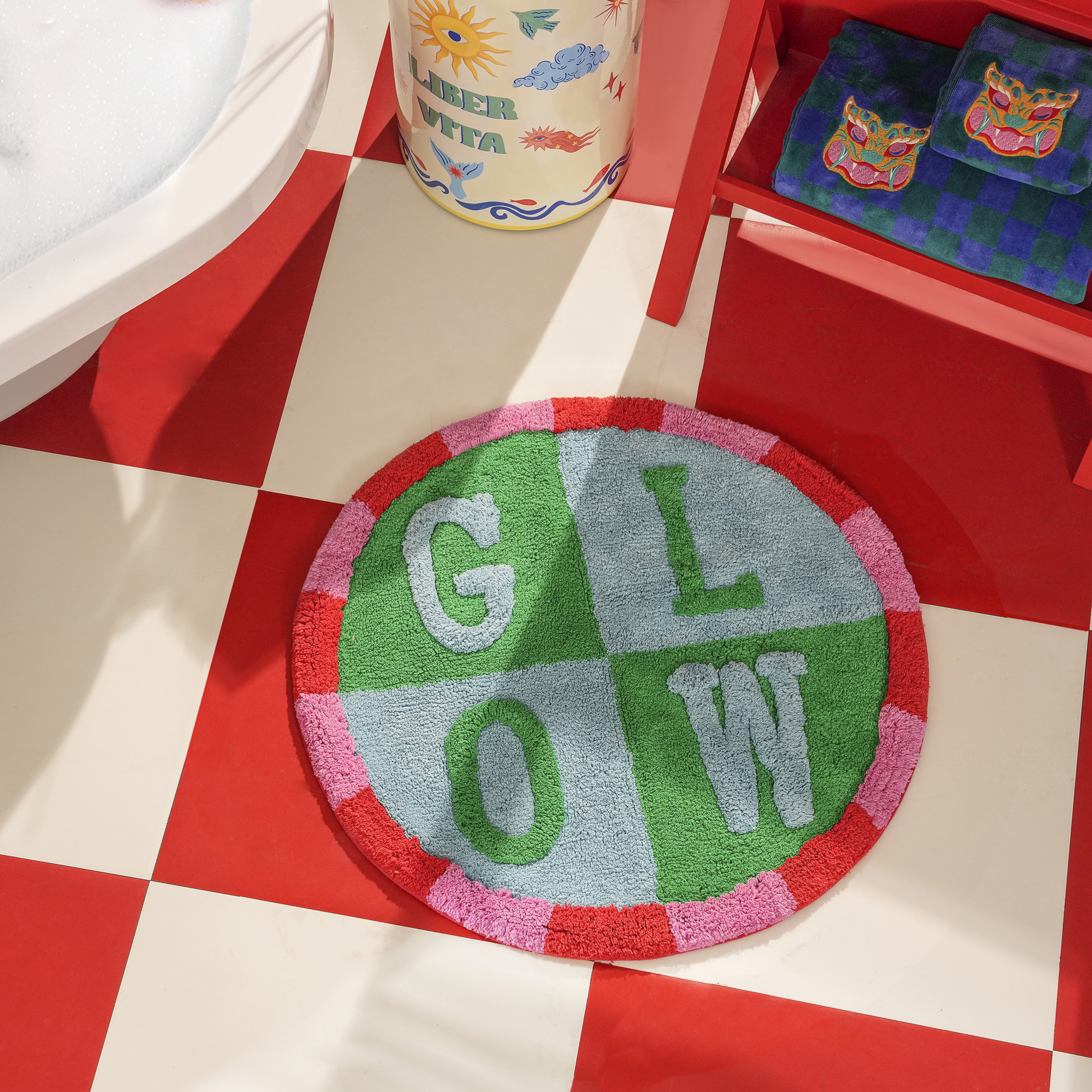 Punjab Yeşil - Mavi Banyo Paspası 70 Cm