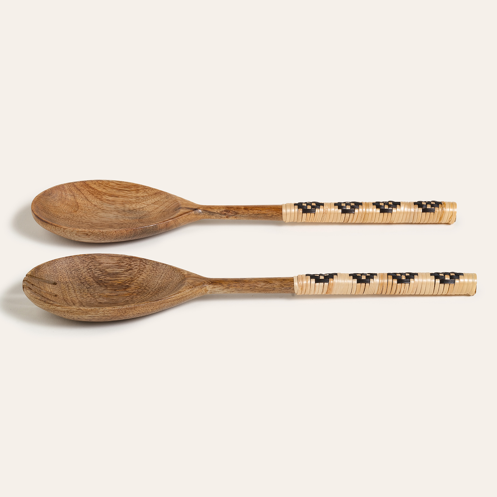 Lotus Mango Ağacı- Bambu Salata Kaşık Seti 31x7 Cm Natural - Sıyah